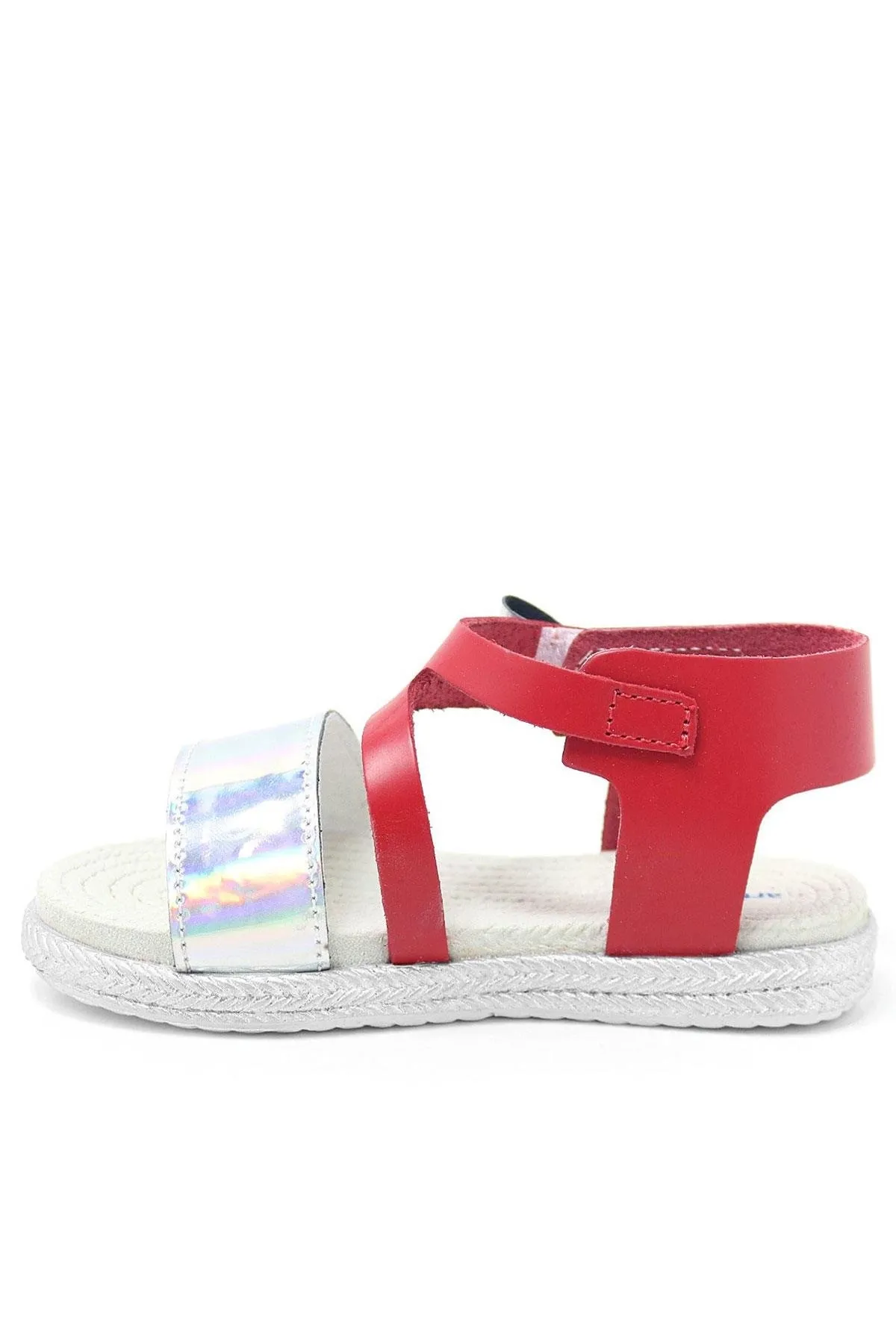 Artico Elenis Hakiki Deri Kırmızı Gümüş Kız Bebek Sandalet