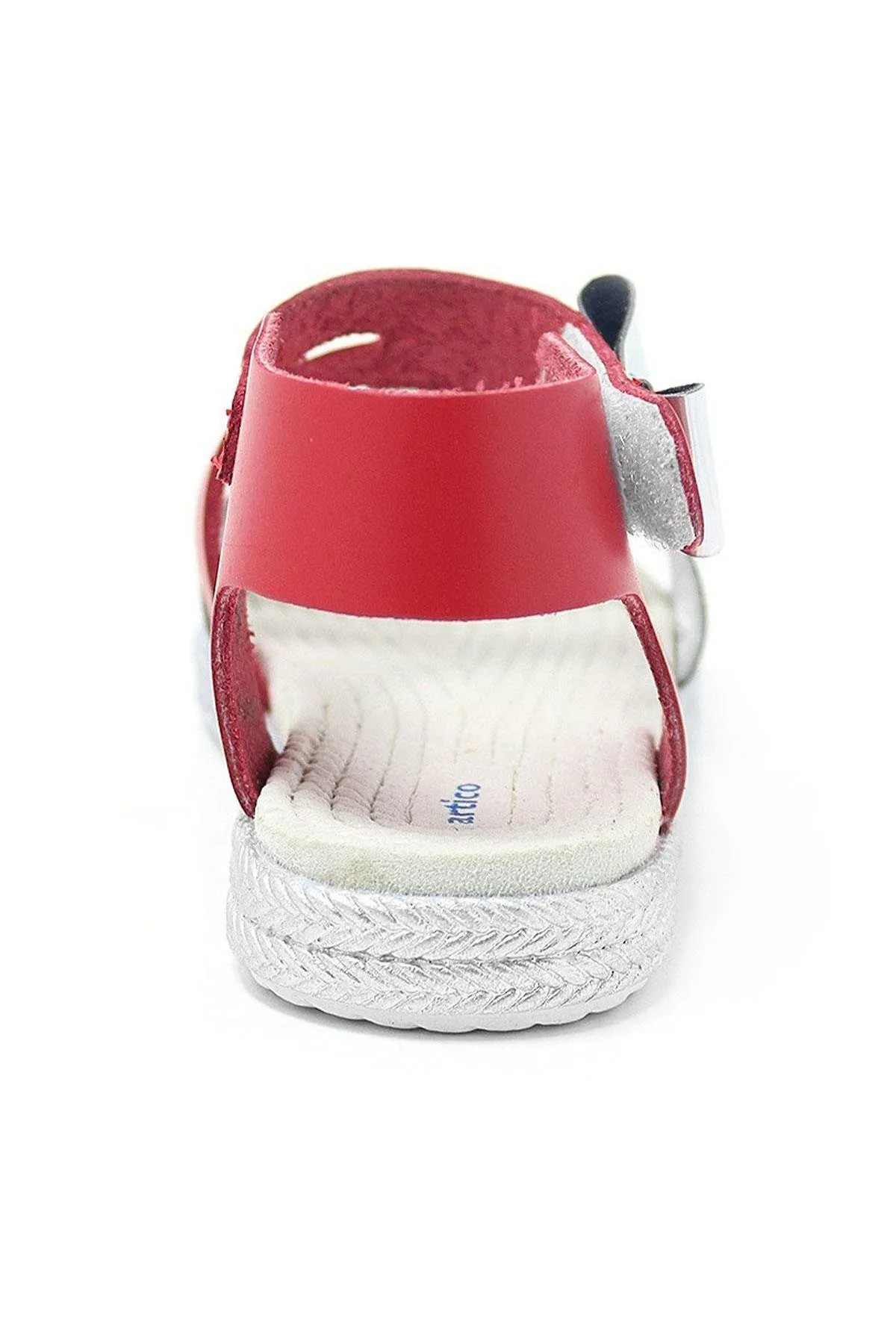 Artico Elenis Hakiki Deri Kırmızı Gümüş Kız Bebek Sandalet