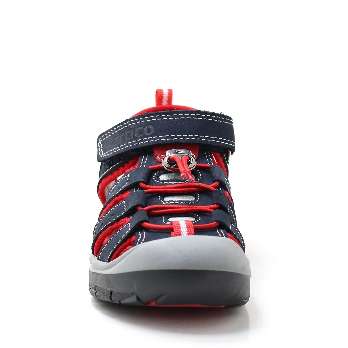 Artico Rock Hakiki Deri Lacivert Kırmızı Çocuk Sandalet