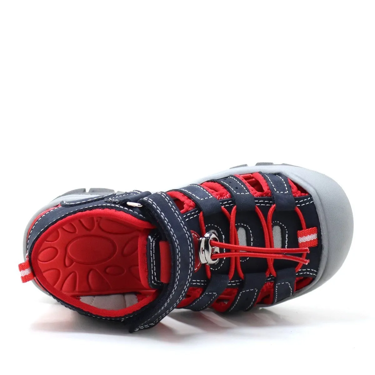 Artico Rock Hakiki Deri Lacivert Kırmızı Çocuk Sandalet