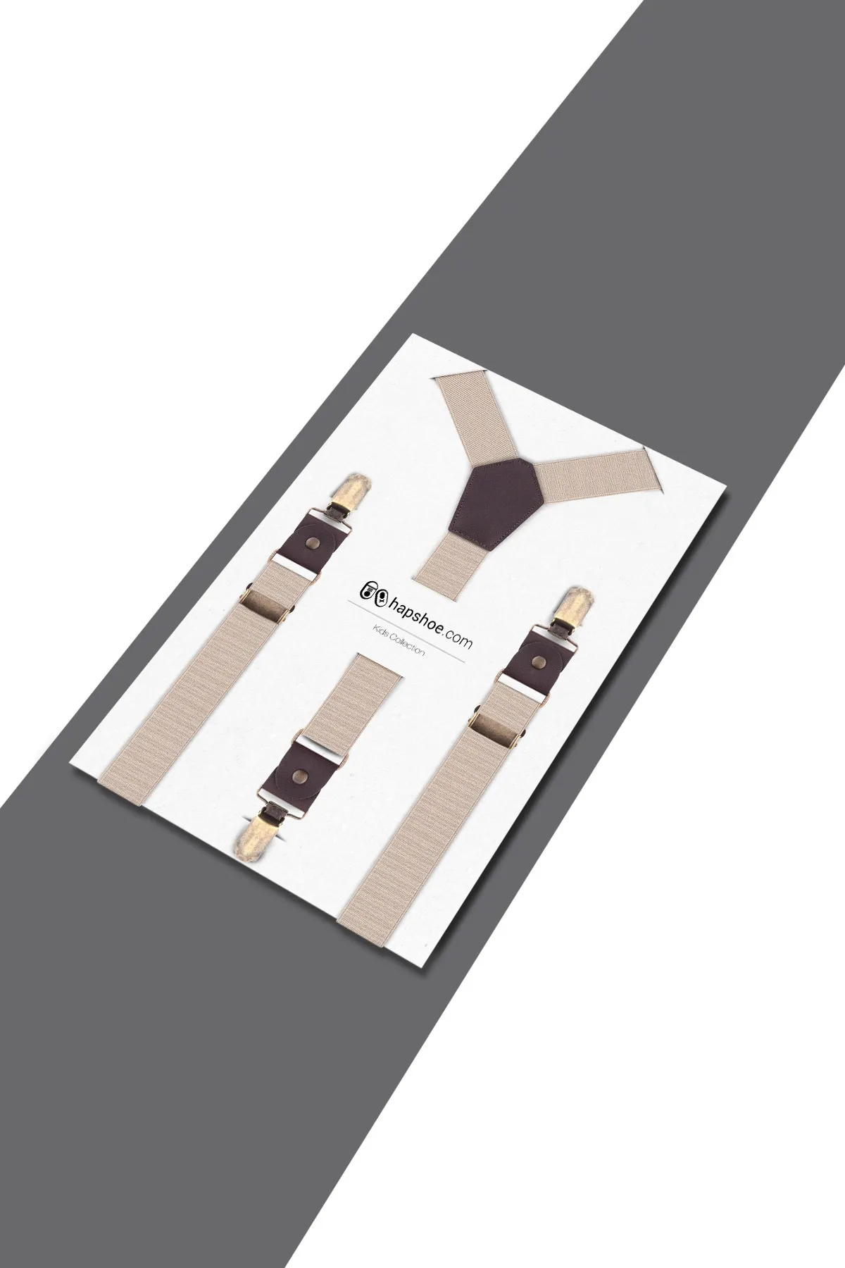 Ayarlanabilir Klipsli Bej Çocuk Kemer Pantolon Askısı