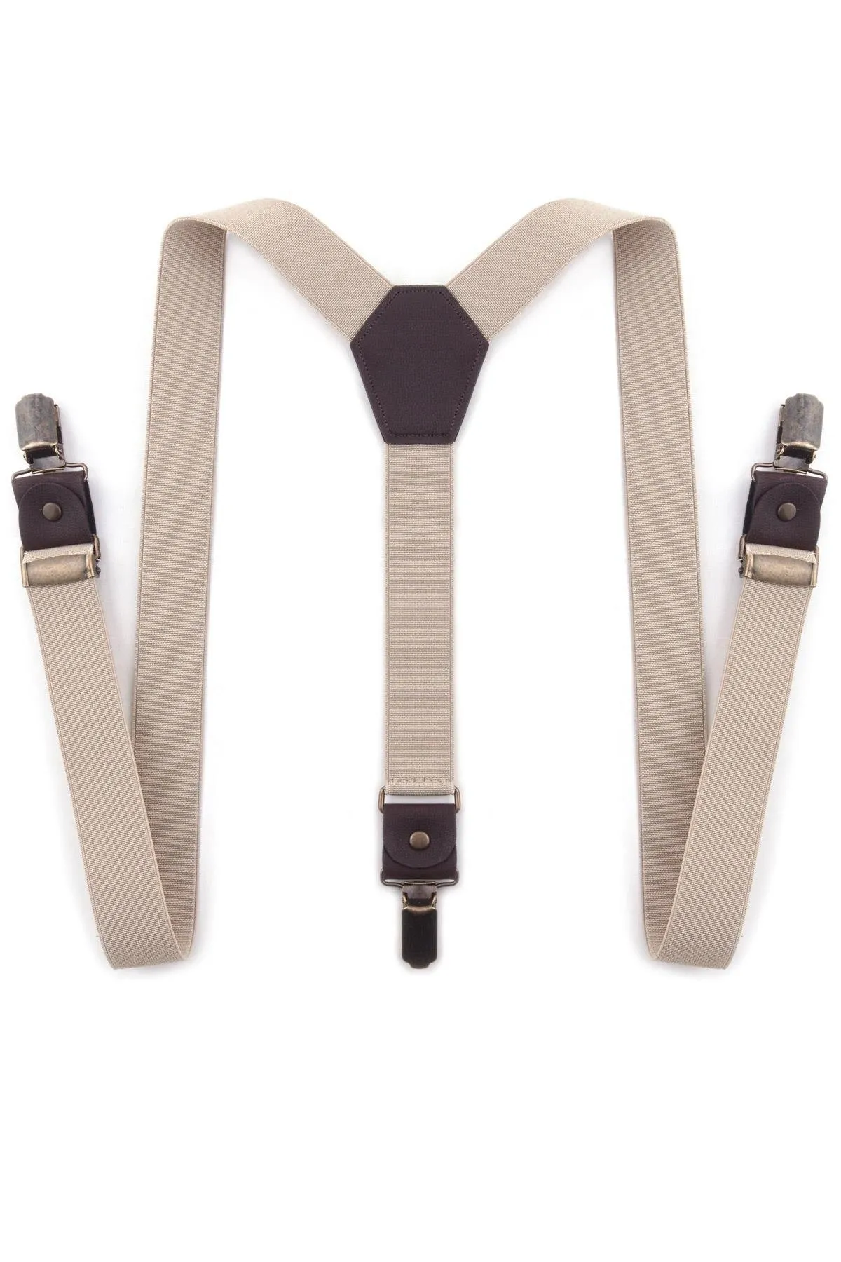 Ayarlanabilir Klipsli Bej Çocuk Kemer Pantolon Askısı