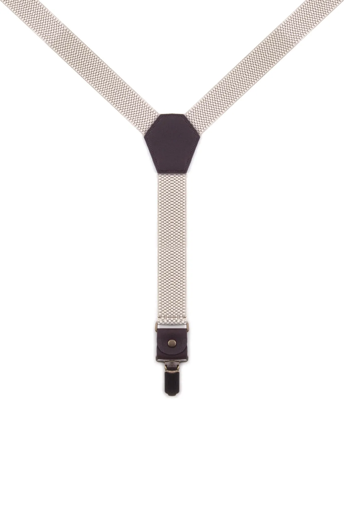 Ayarlanabilir Klipsli Bej Kahve Çocuk Kemer Pantolon Askısı