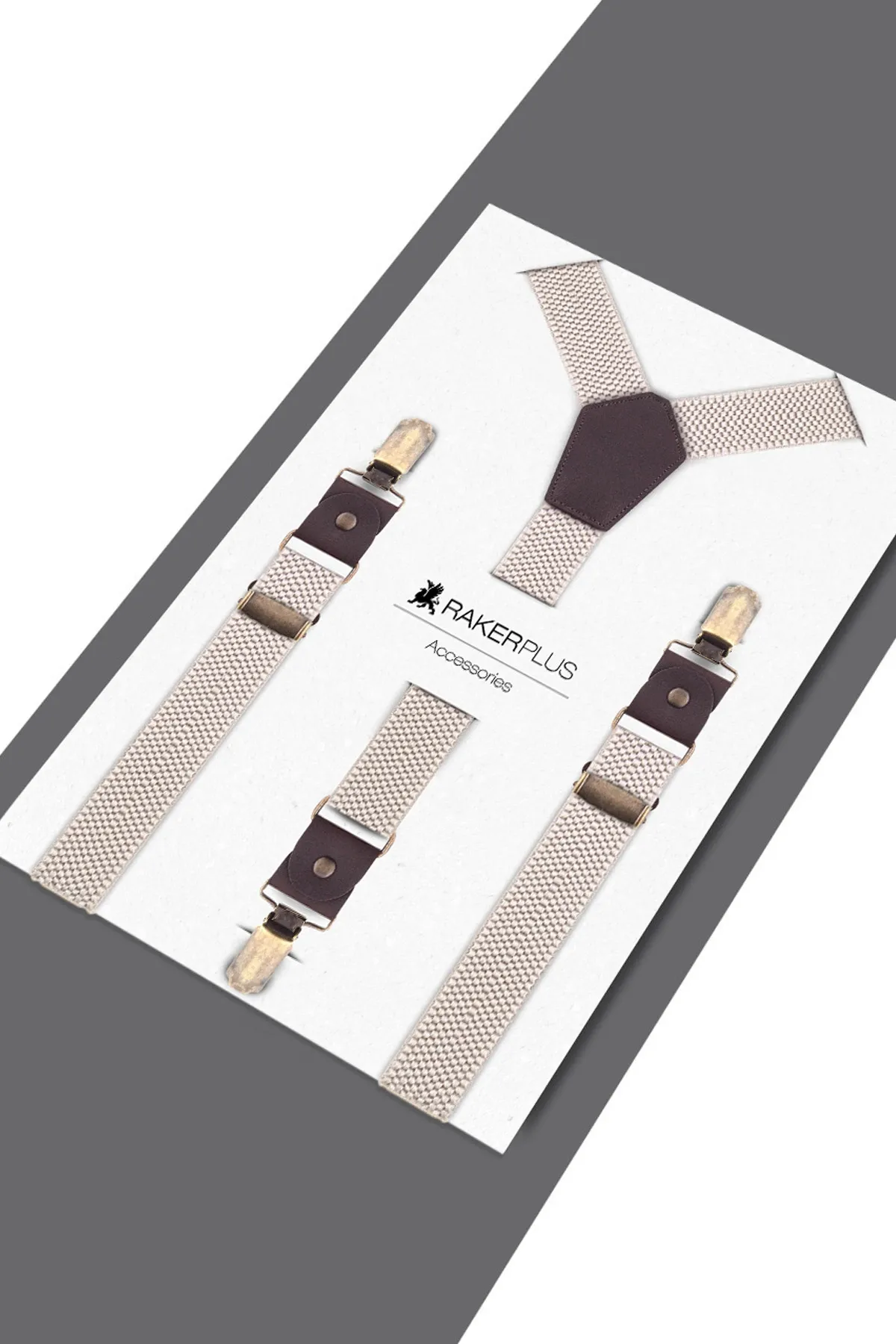 Ayarlanabilir Klipsli Bej Kahve Çocuk Kemer Pantolon Askısı