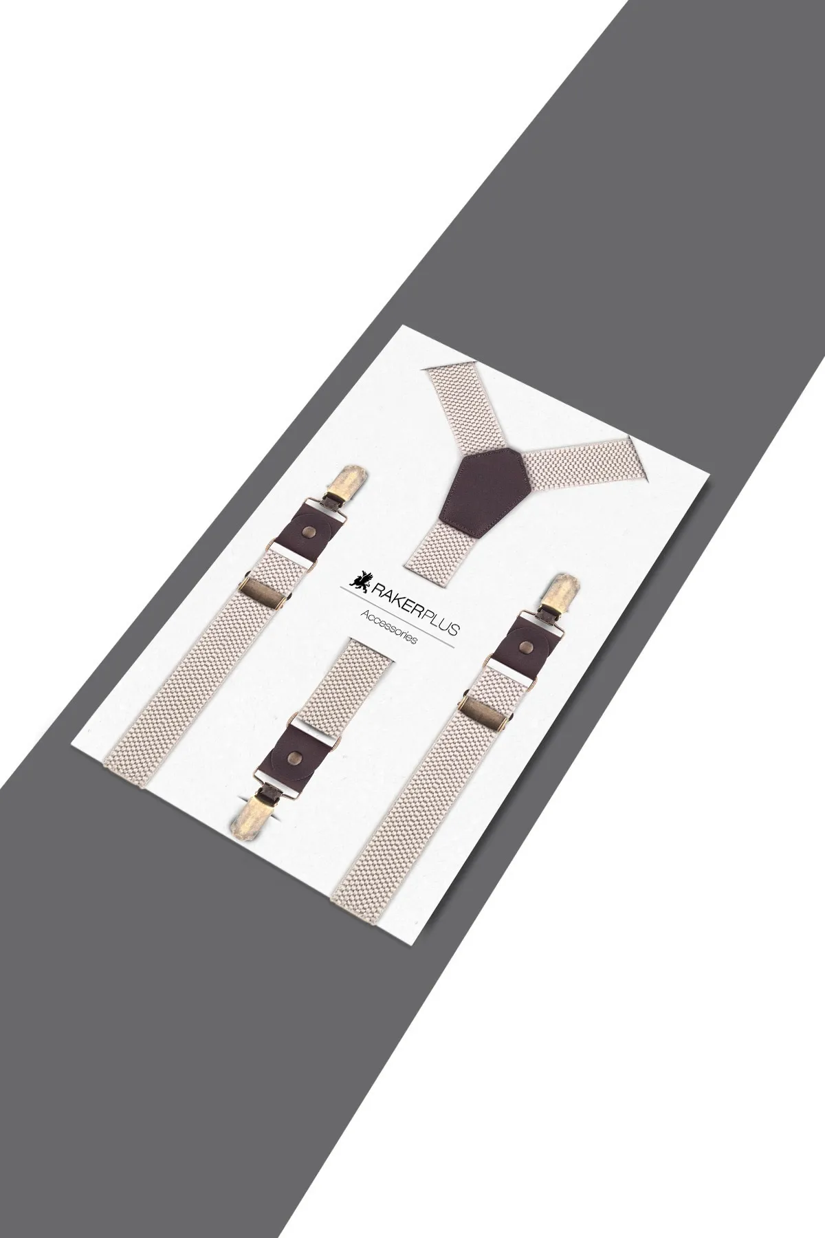 Ayarlanabilir Klipsli Bej Kahve Çocuk Kemer Pantolon Askısı