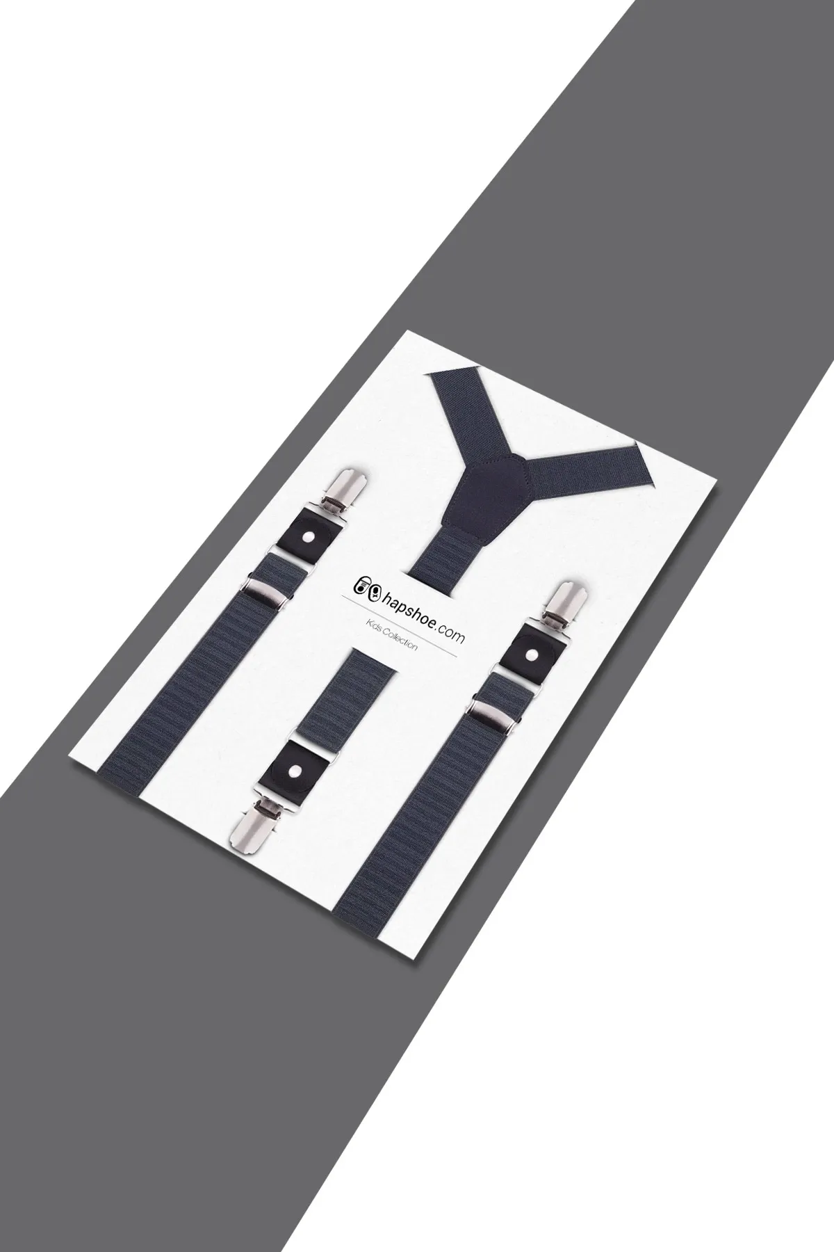 Ayarlanabilir Klipsli Gri Lacivert Çocuk Kemer Pantolon Askısı