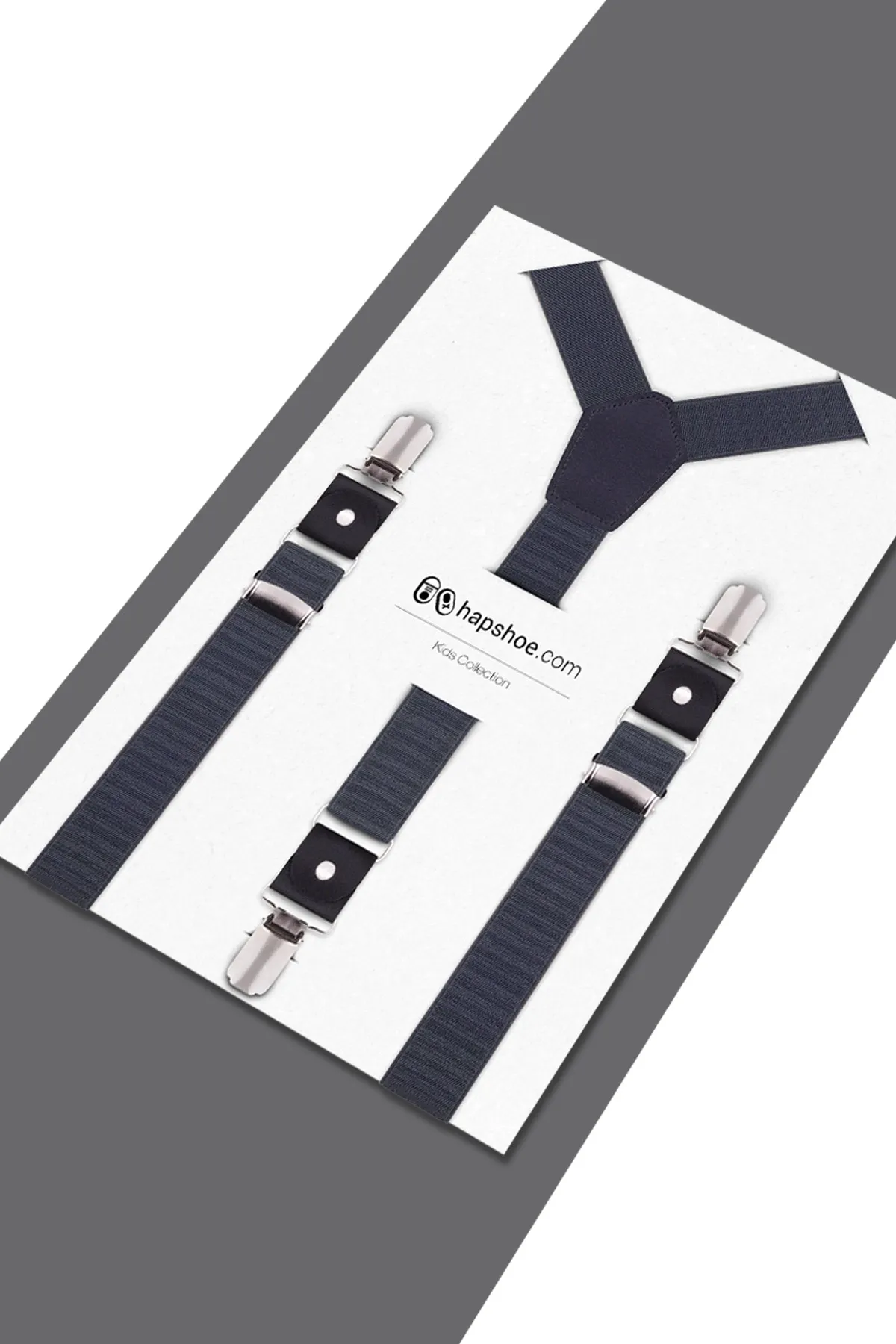 Ayarlanabilir Klipsli Gri Lacivert Çocuk Kemer Pantolon Askısı
