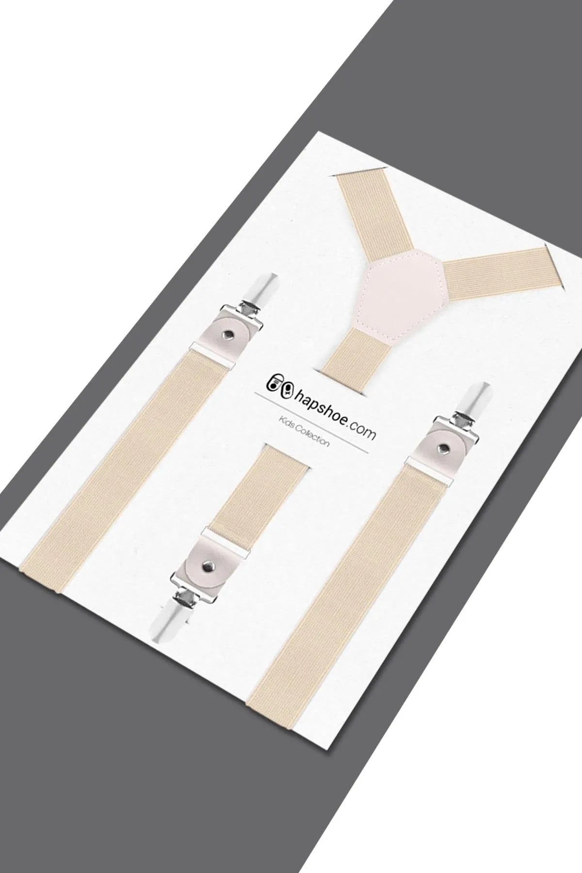 Ayarlanabilir Klipsli Krem Çocuk Kemer Pantolon Askısı