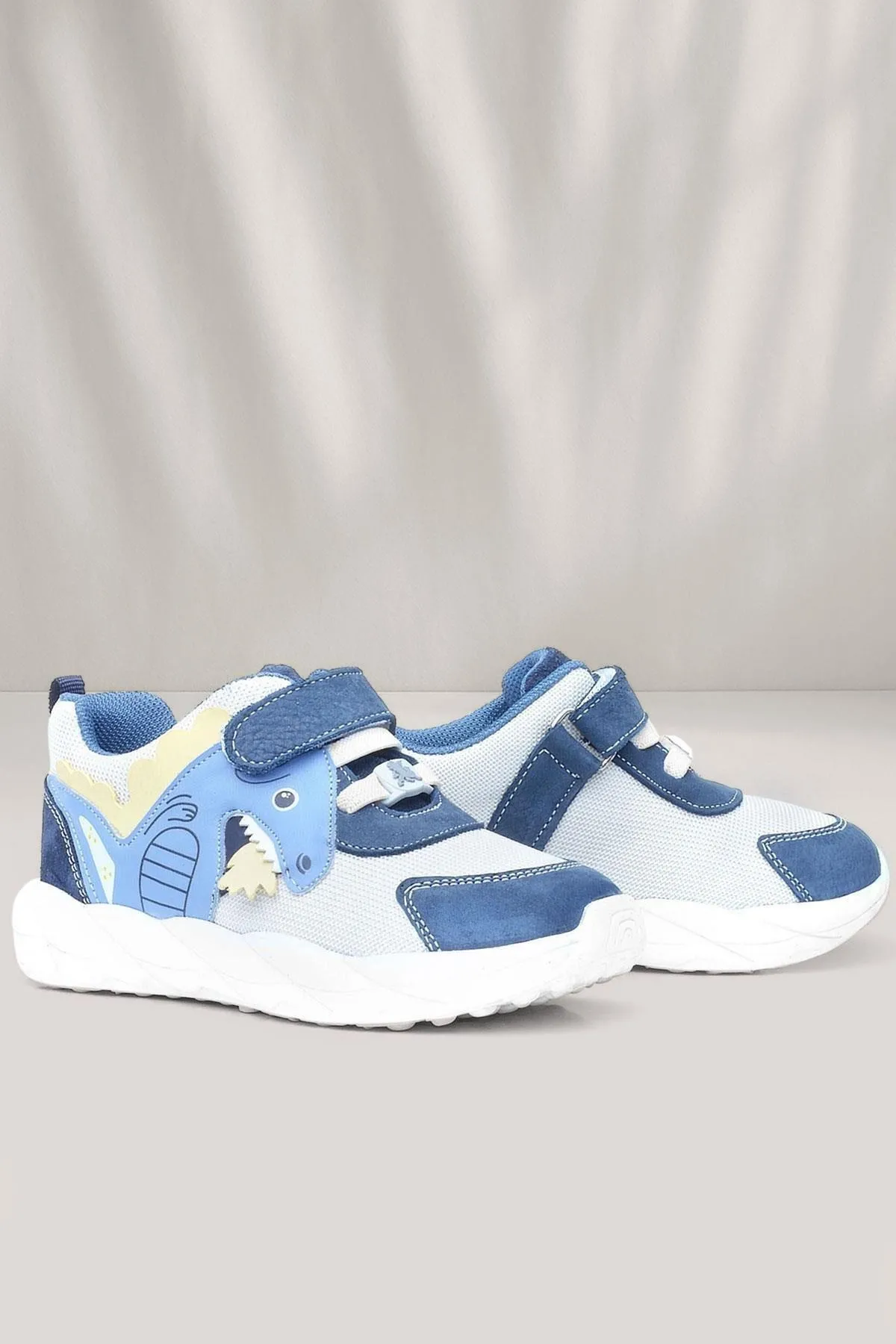 Barefoot Hakiki Deri Krem Lacivert Dinazorlu Cırtlı Çocuk Spor Ayakkabı