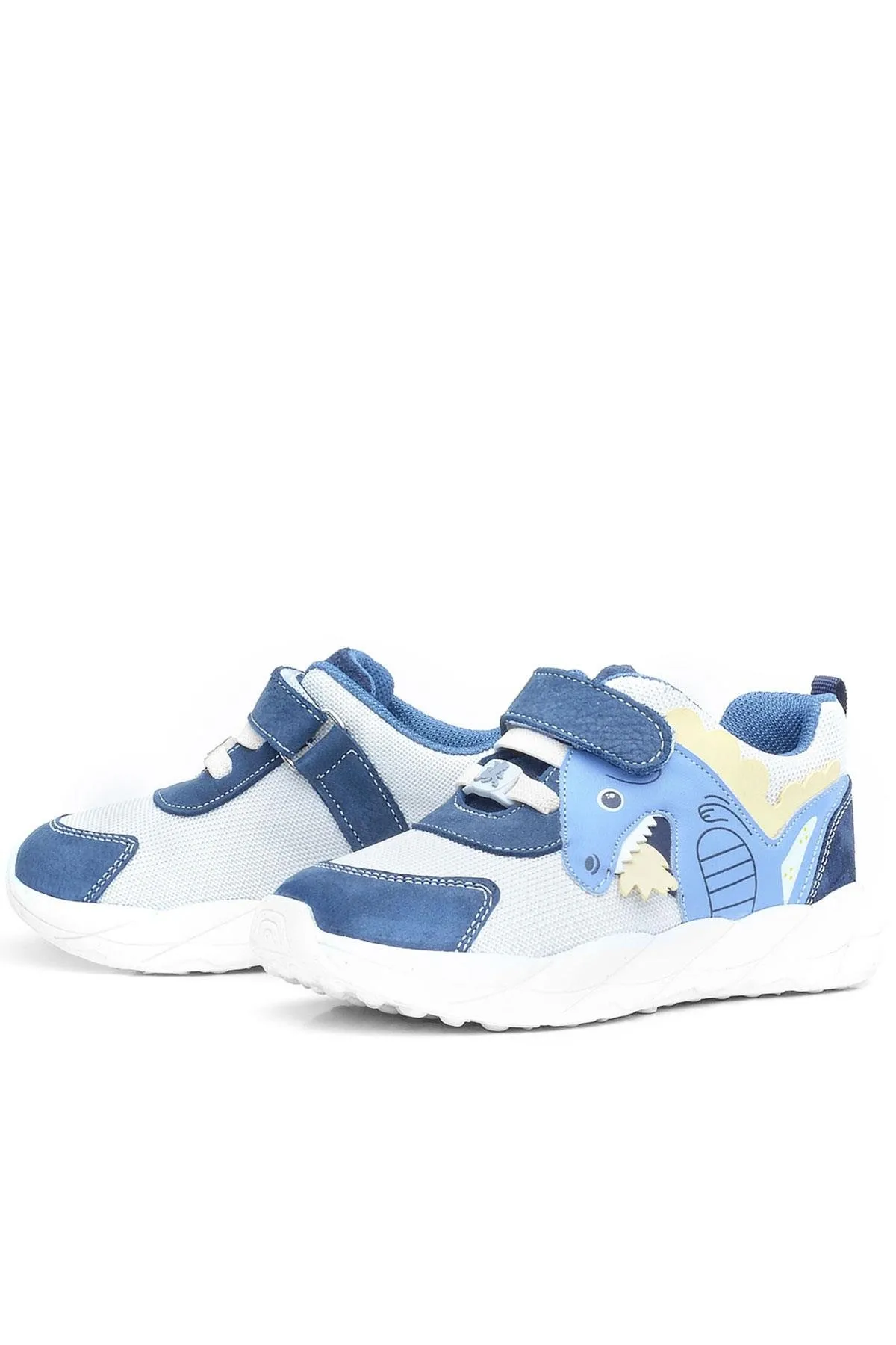 Barefoot Hakiki Deri Krem Lacivert Dinazorlu Cırtlı Çocuk Spor Ayakkabı