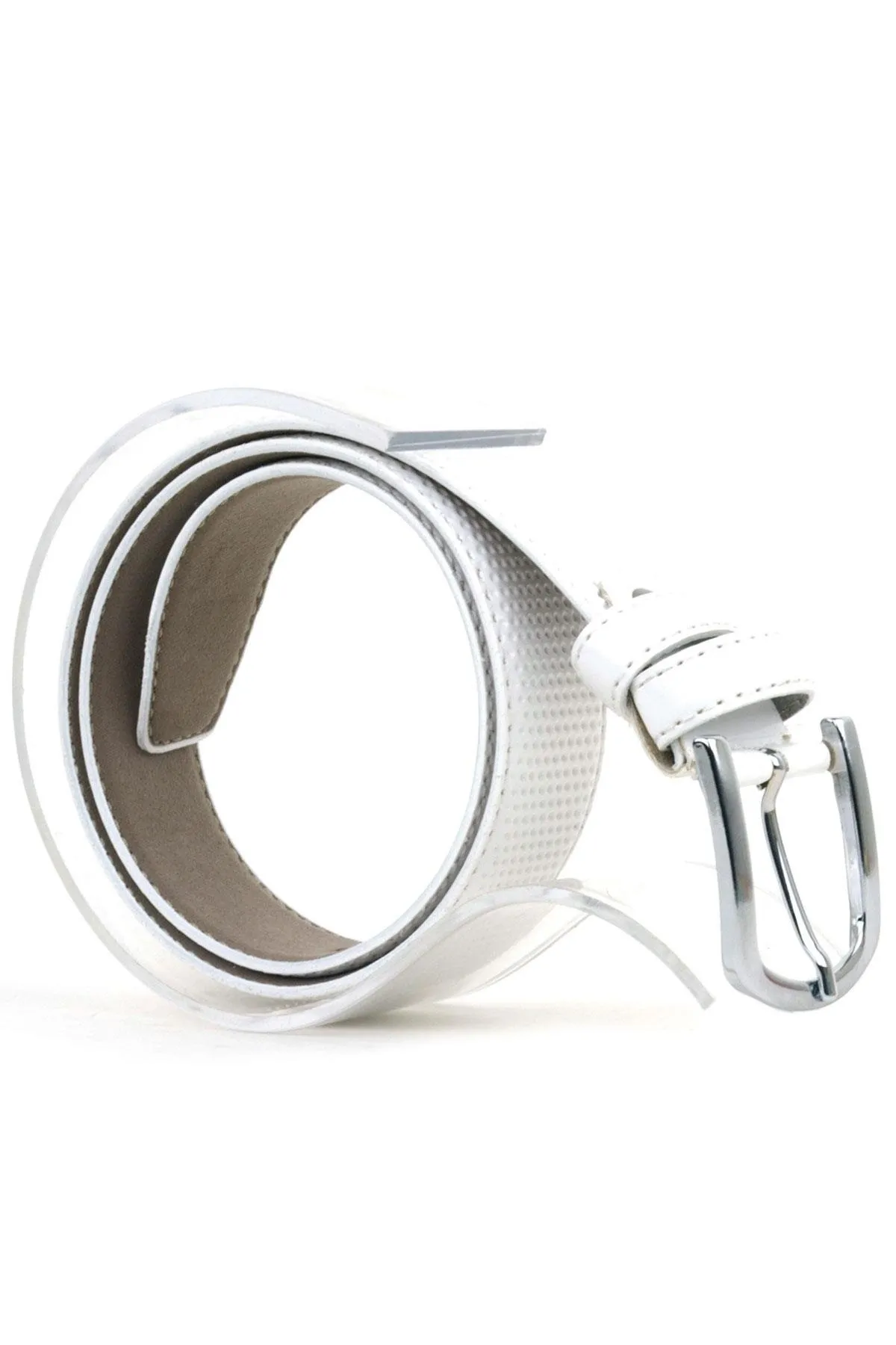 Beyaz Klasik Metal Tokalı Rugan Erkek Çocuk Kemer