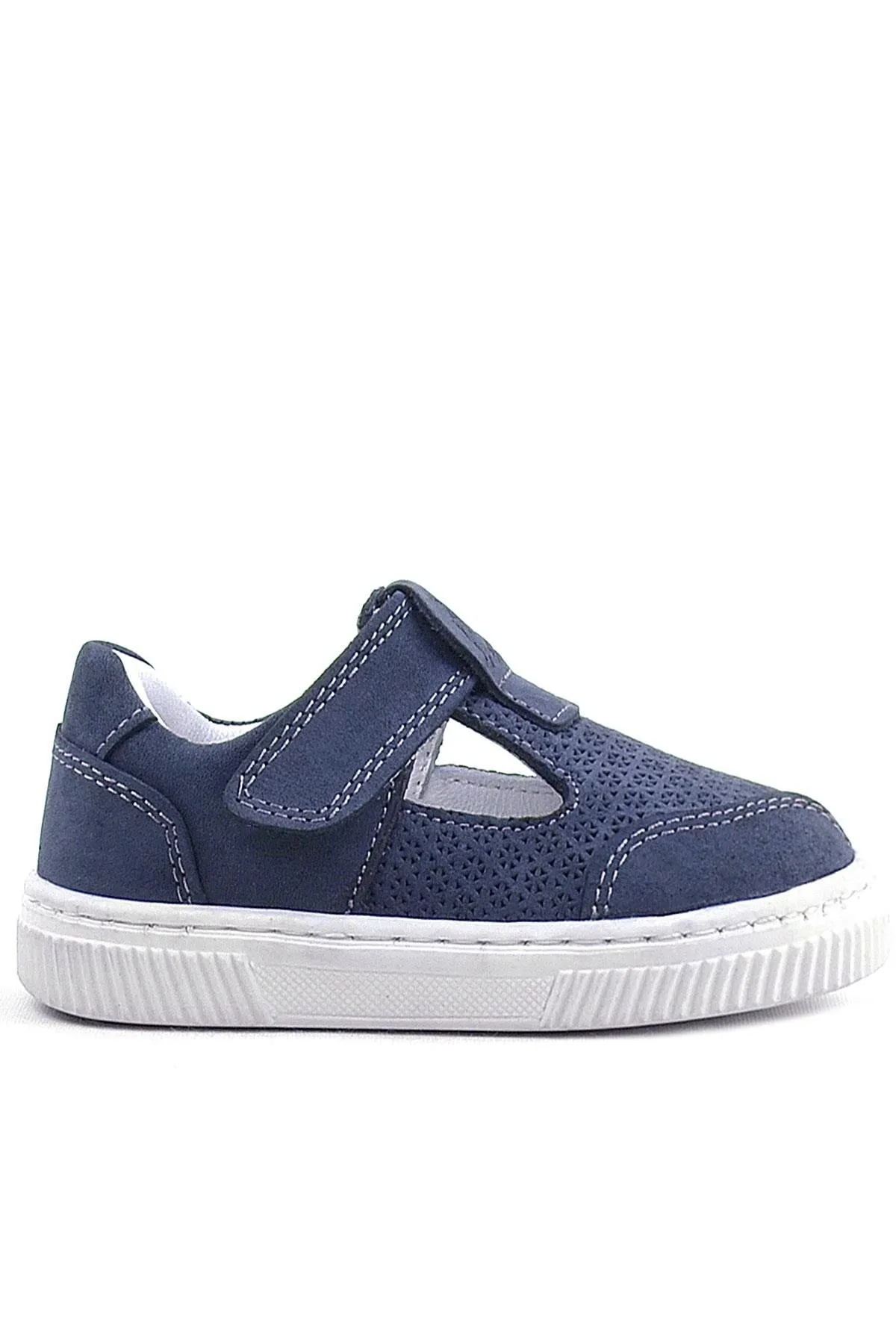 Bheem Hakiki Deri Lacivert Nubuk Cırtlı Bebek Sneaker Sandalet