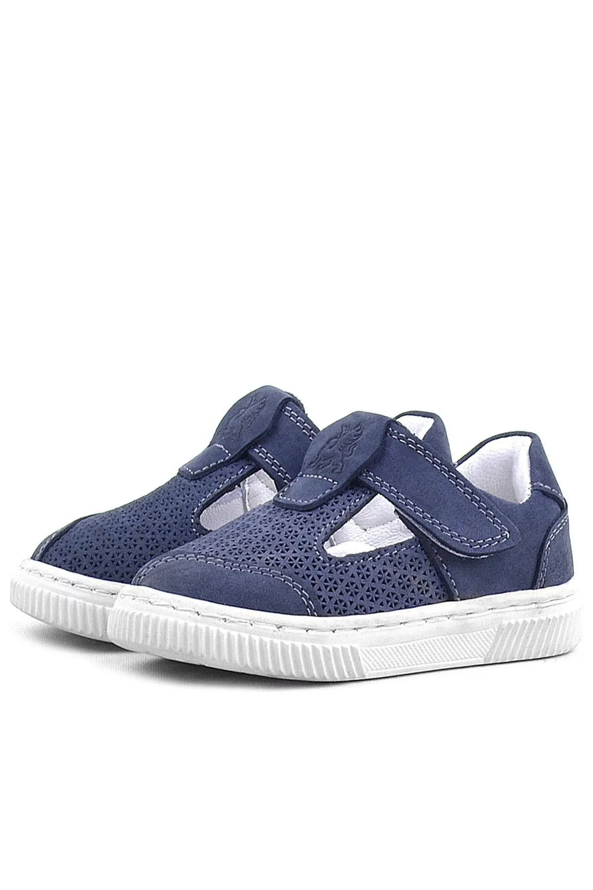 Bheem Hakiki Deri Lacivert Nubuk Cırtlı Bebek Sneaker Sandalet