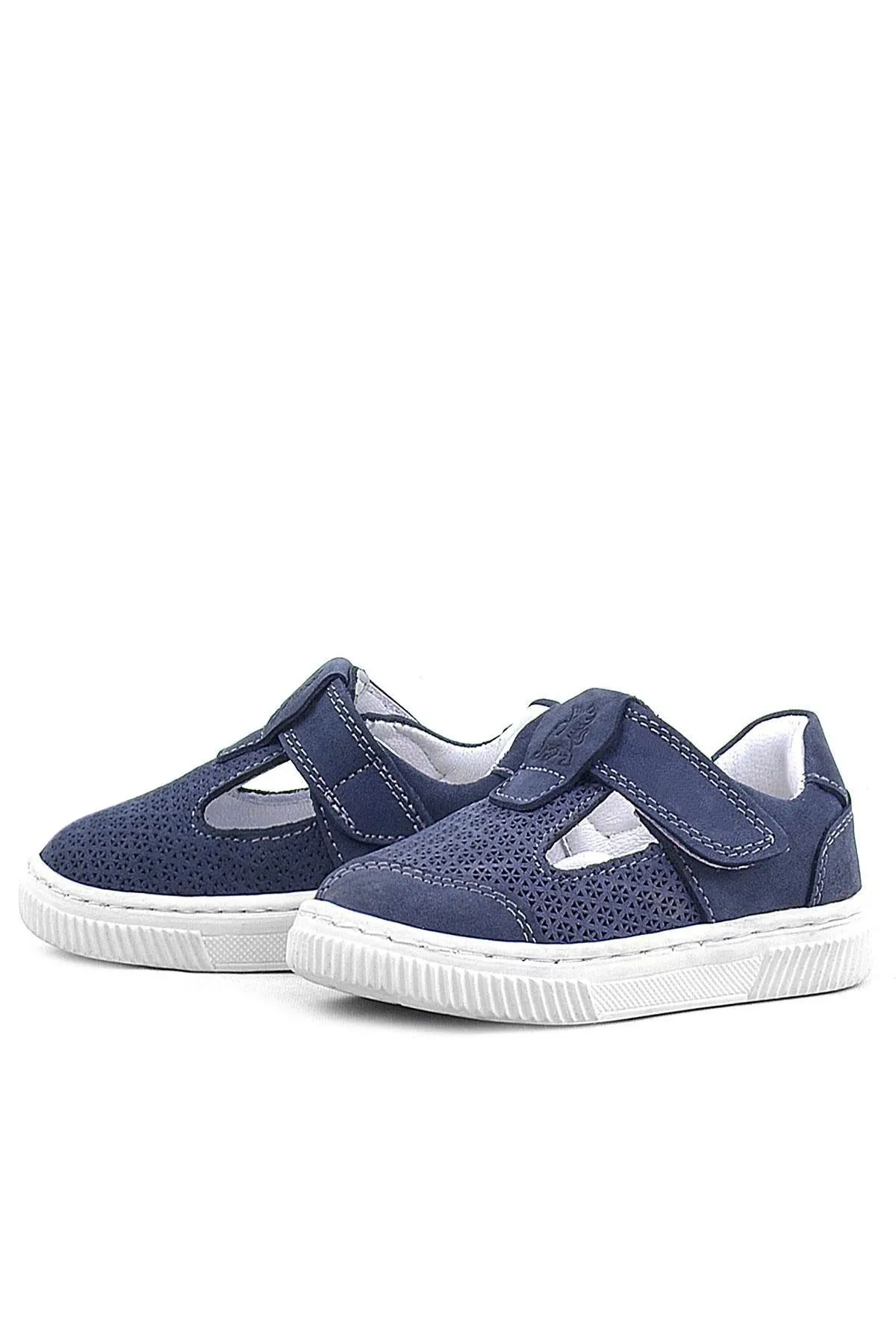 Bheem Hakiki Deri Lacivert Nubuk Cırtlı Bebek Sneaker Sandalet