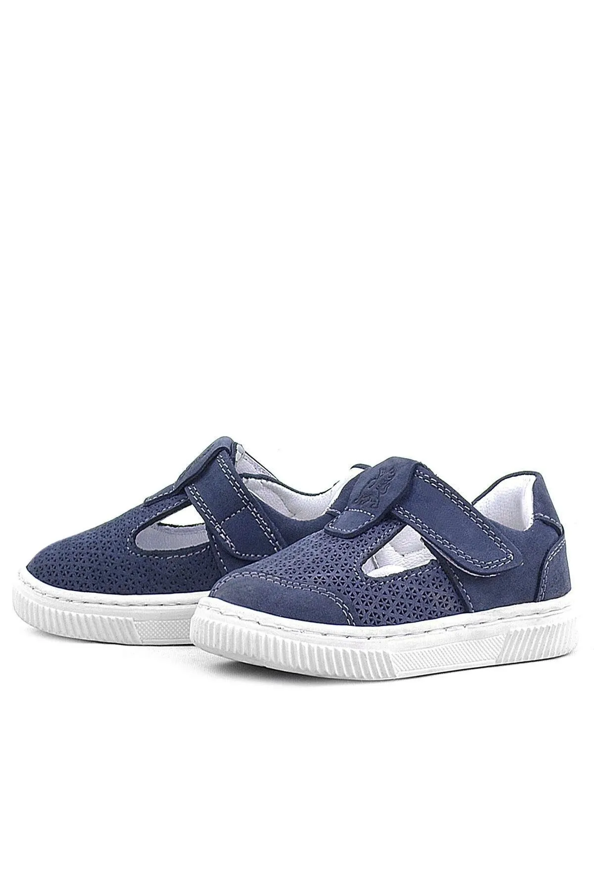 Bheem Hakiki Deri Lacivert Nubuk Cırtlı Bebek Sneaker Sandalet