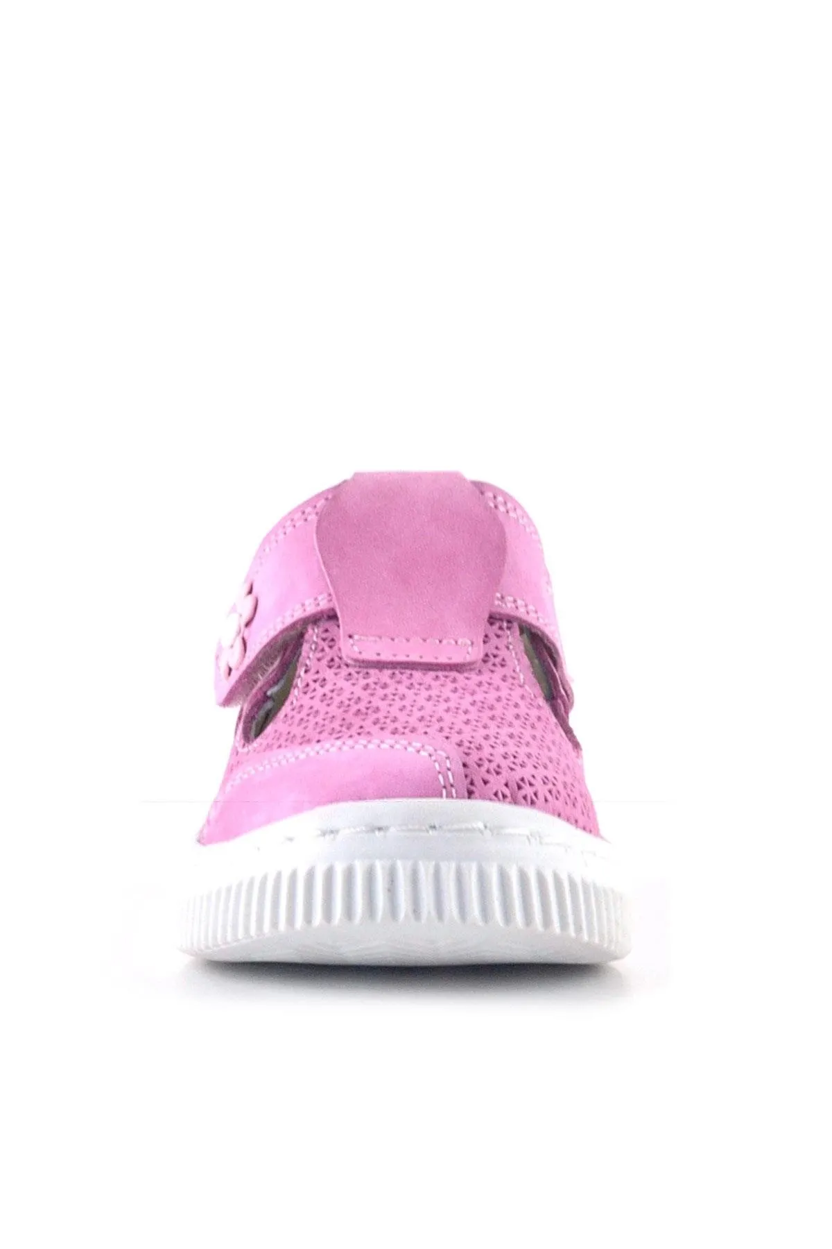 Bheem Hakiki Deri Pembe Cırtlı Çiçek Detaylı Bebek Sandalet