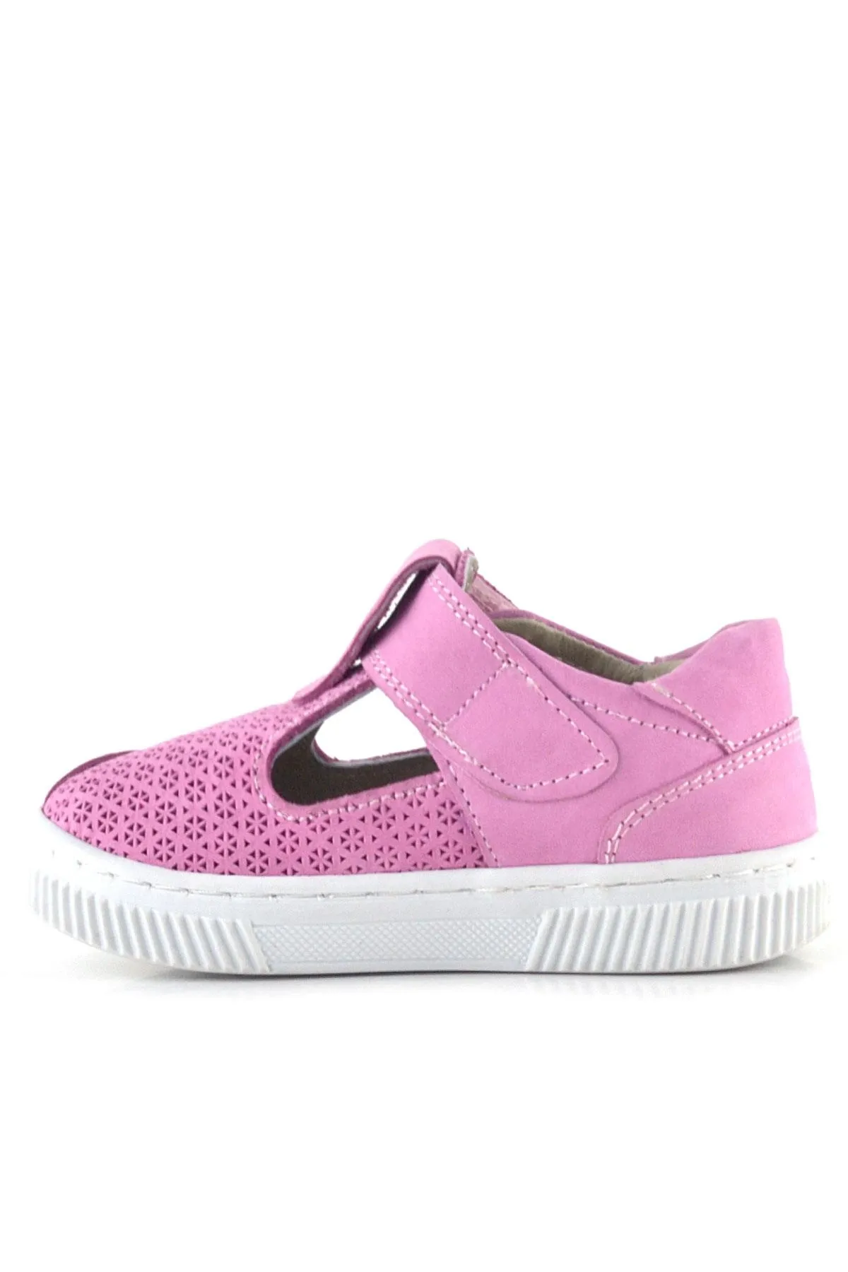 Bheem Hakiki Deri Pembe Cırtlı Çiçek Detaylı Bebek Sandalet