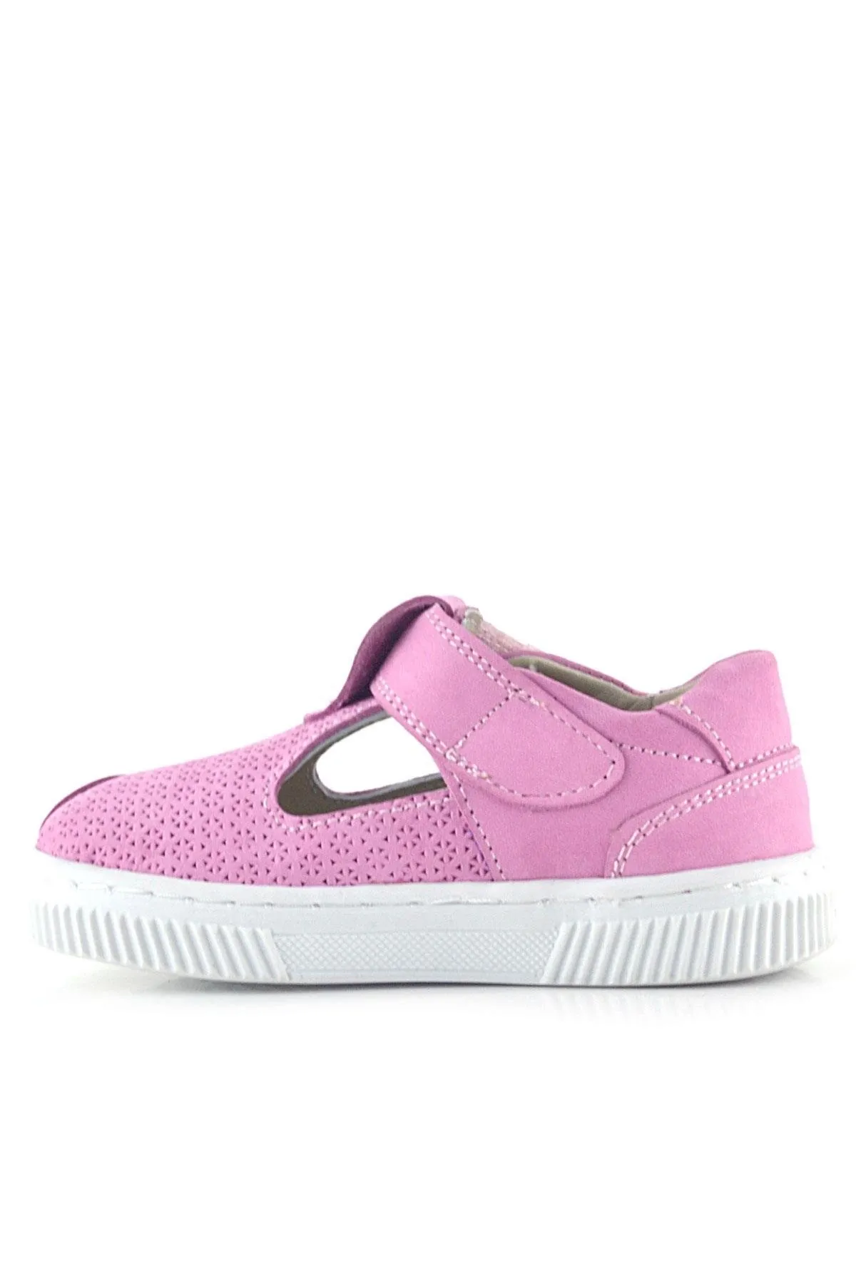 Bheem Hakiki Deri Pembe Cırtlı Yıldız Detaylı Bebek Sandalet