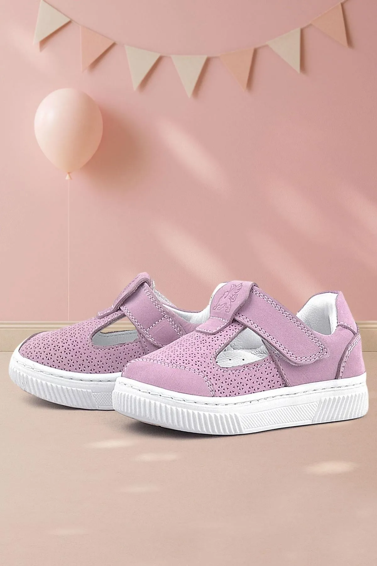 Bheem Hakiki Deri Pudra Cırtlı Bebek Sneaker Sandalet