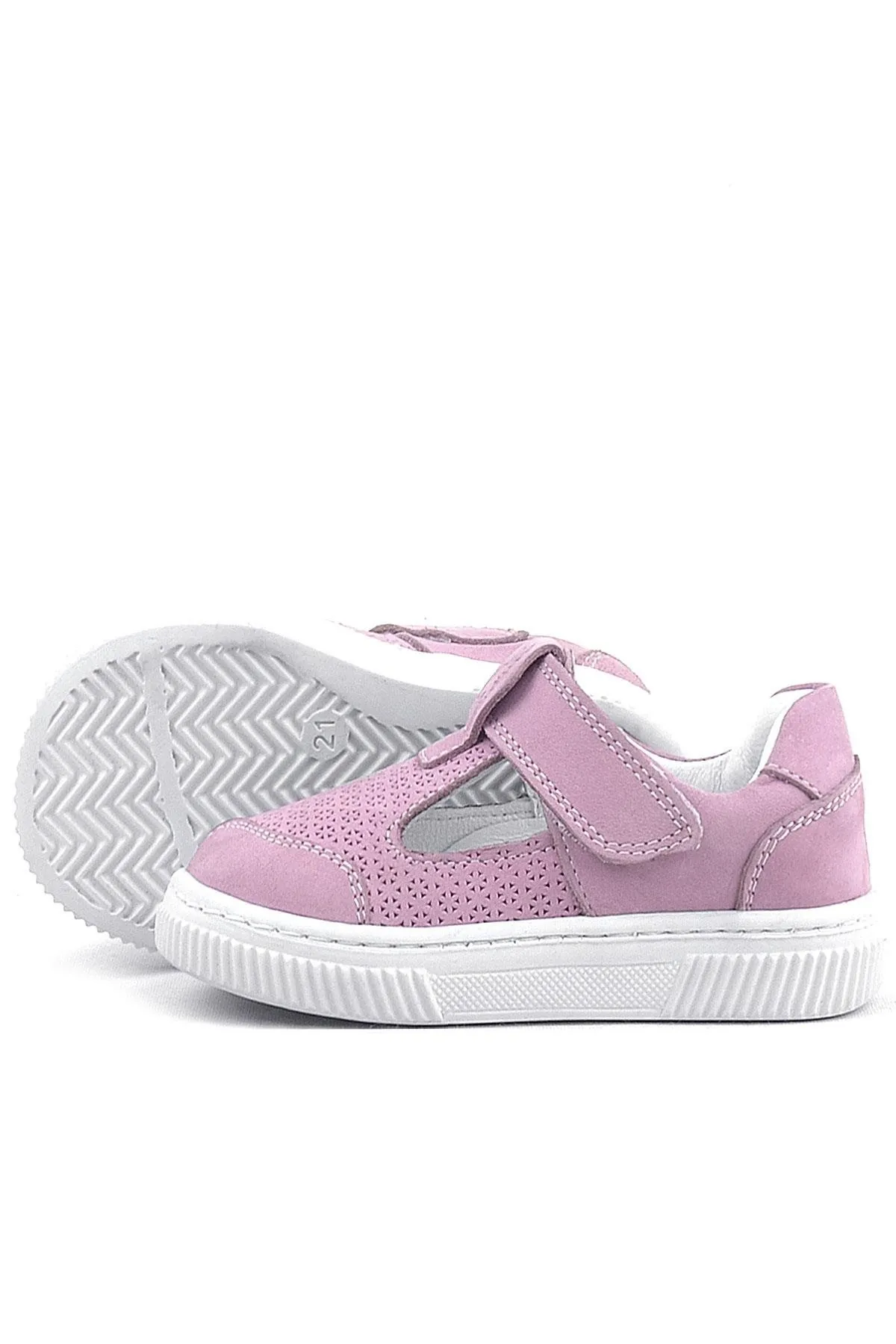 Bheem Hakiki Deri Pudra Cırtlı Bebek Sneaker Sandalet