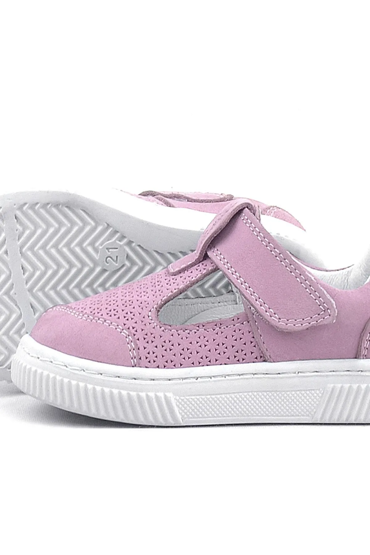 Bheem Hakiki Deri Pudra Cırtlı Bebek Sneaker Sandalet
