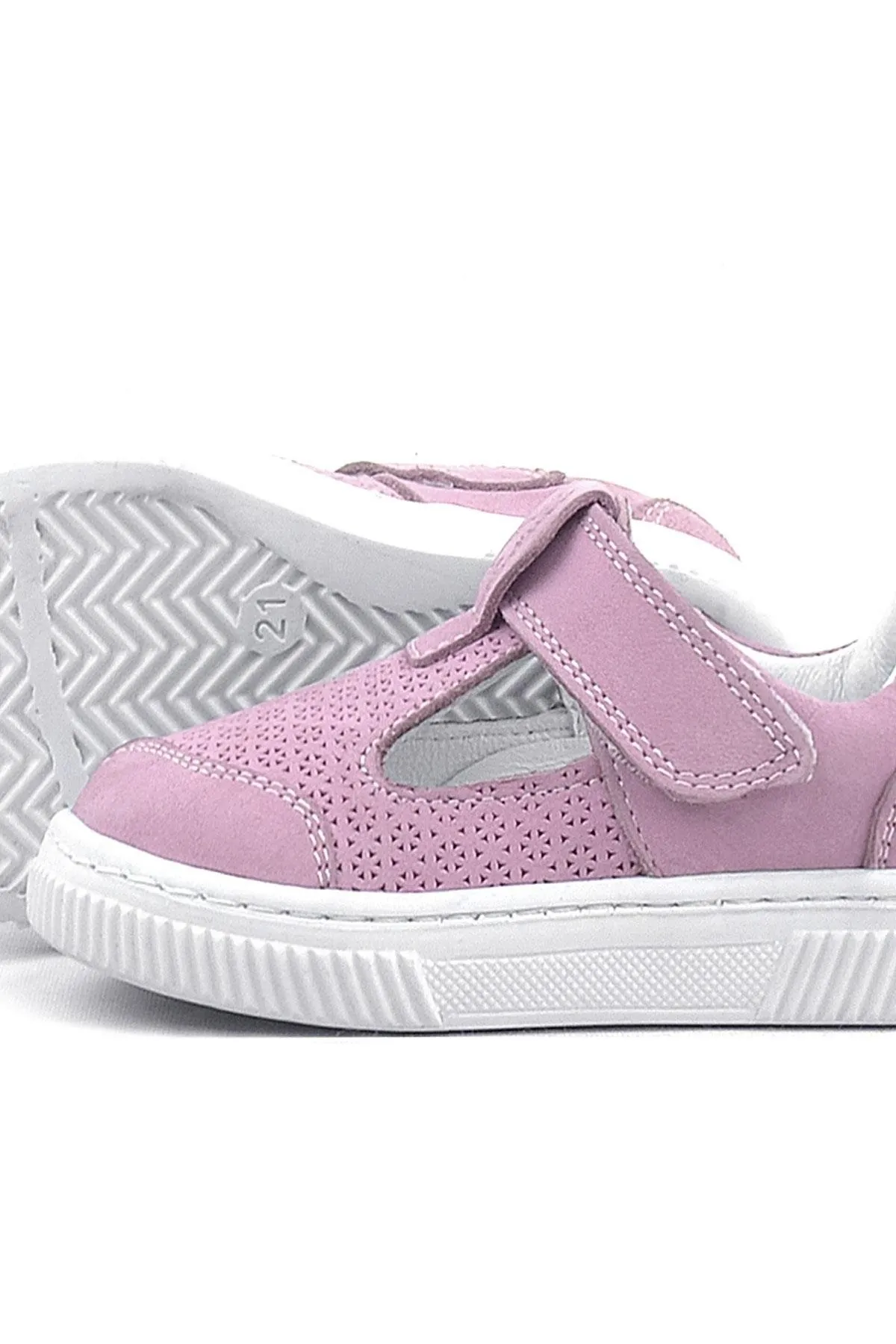 Bheem Hakiki Deri Pudra Cırtlı Bebek Sneaker Sandalet