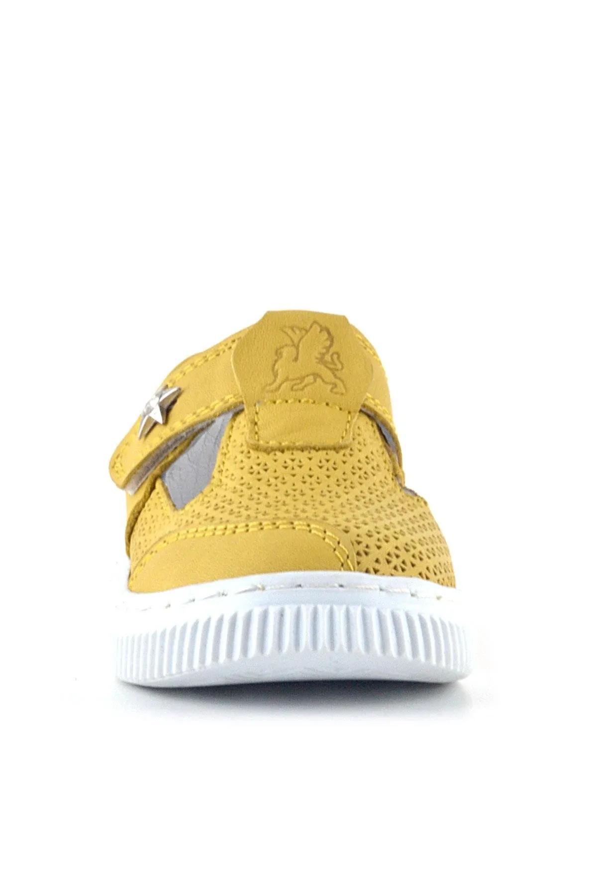 Bheem Hakiki Deri Sarı Cırtlı Yıldız Detaylı Bebek Sandalet