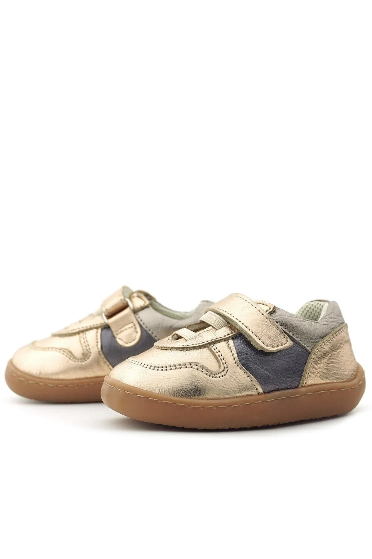 Bob Hakiki Deri Bakır Barefoot Cırtlı Lastikli Bebek Sneaker Ayakkabı