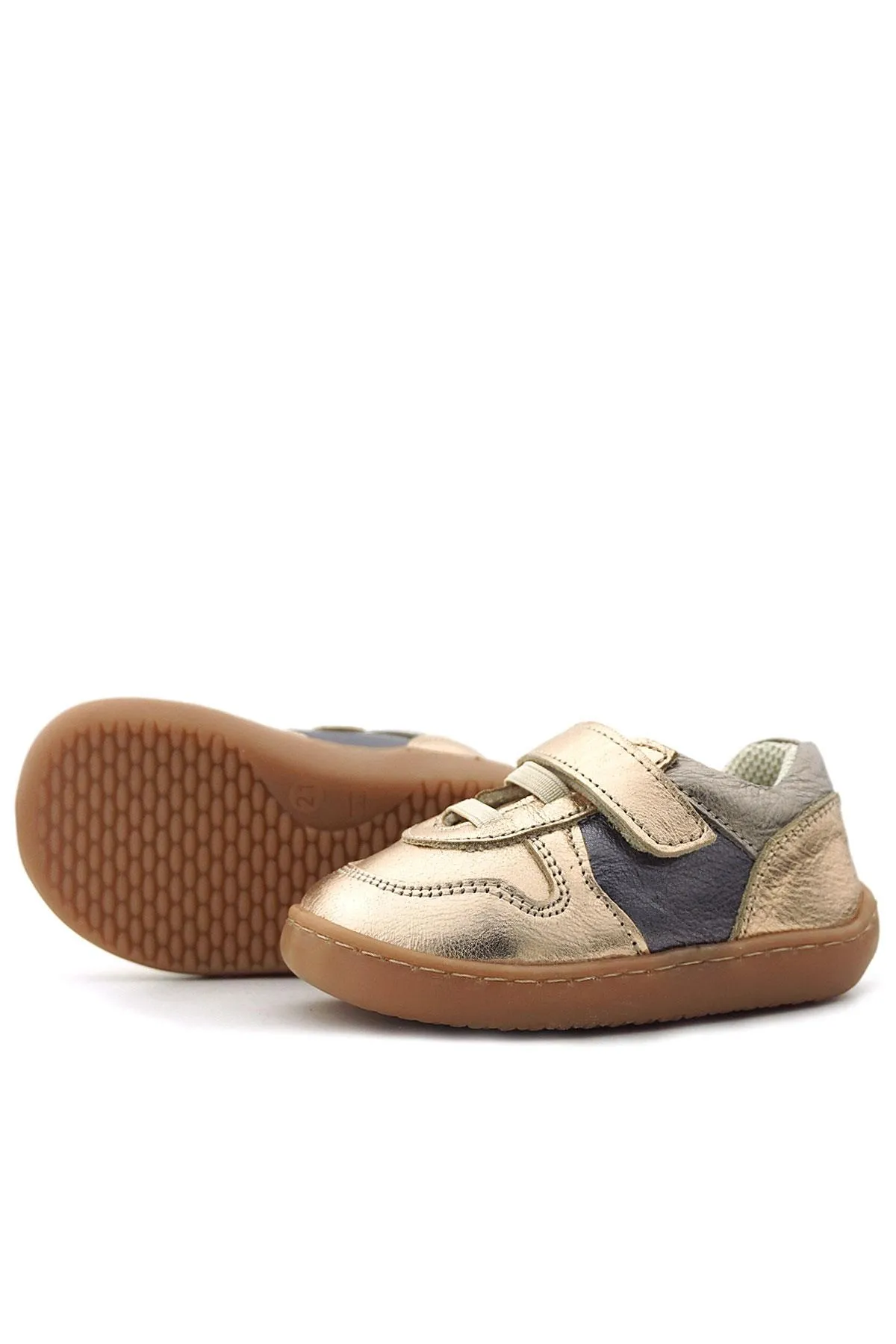 Bob Hakiki Deri Bakır Barefoot Cırtlı Lastikli Bebek Sneaker Ayakkabı