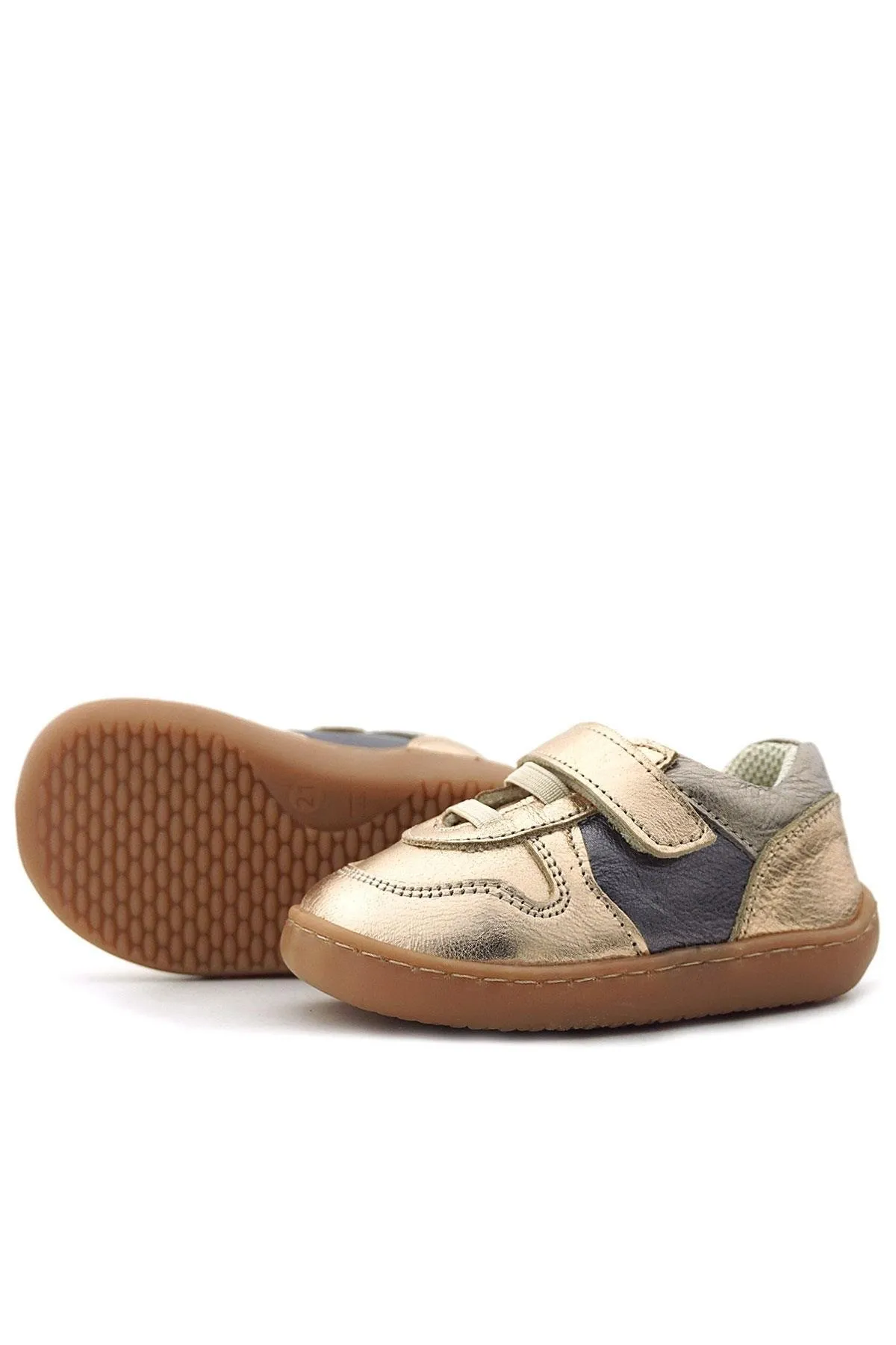 Bob Hakiki Deri Bakır Barefoot Cırtlı Lastikli Bebek Sneaker Ayakkabı