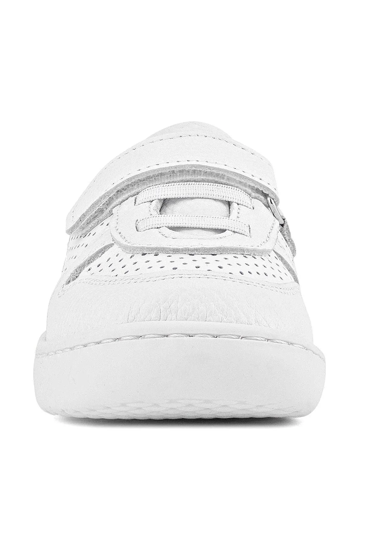 Bob Hakiki Deri Beyaz Barefoot Beyaz Tabanlı Cırtlı Bebek Sneaker Ayakkabı