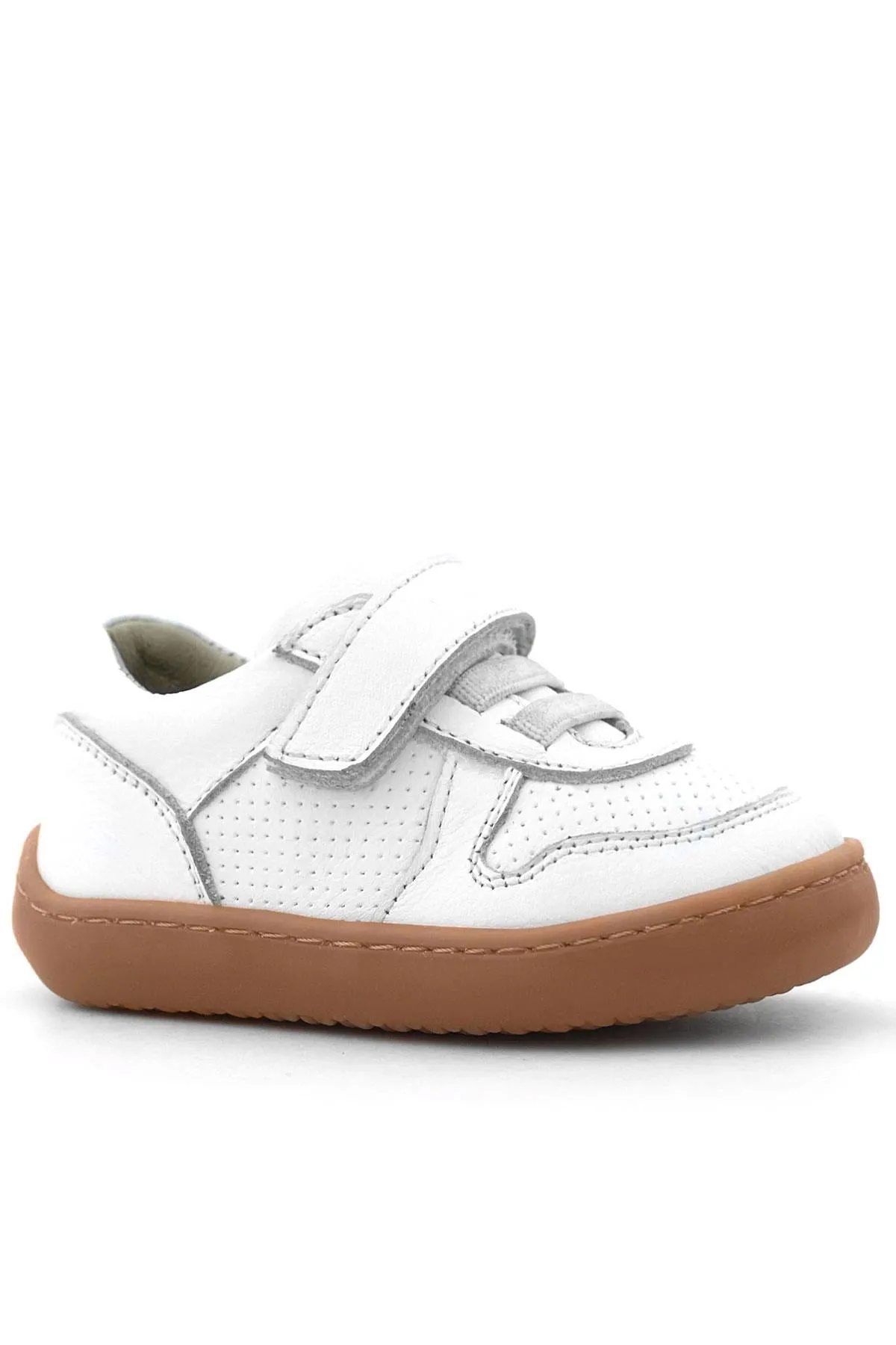 Bob Hakiki Deri Beyaz Barefoot Cırtlı Lastikli Bebek Sneaker Ayakkabı