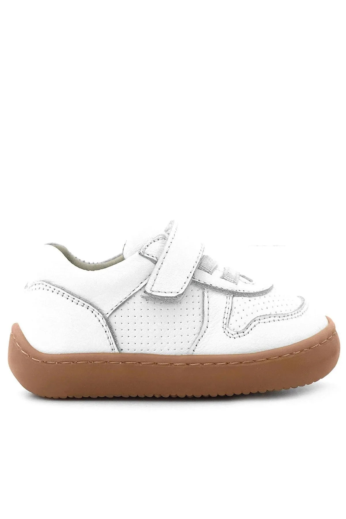 Bob Hakiki Deri Beyaz Barefoot Cırtlı Lastikli Bebek Sneaker Ayakkabı