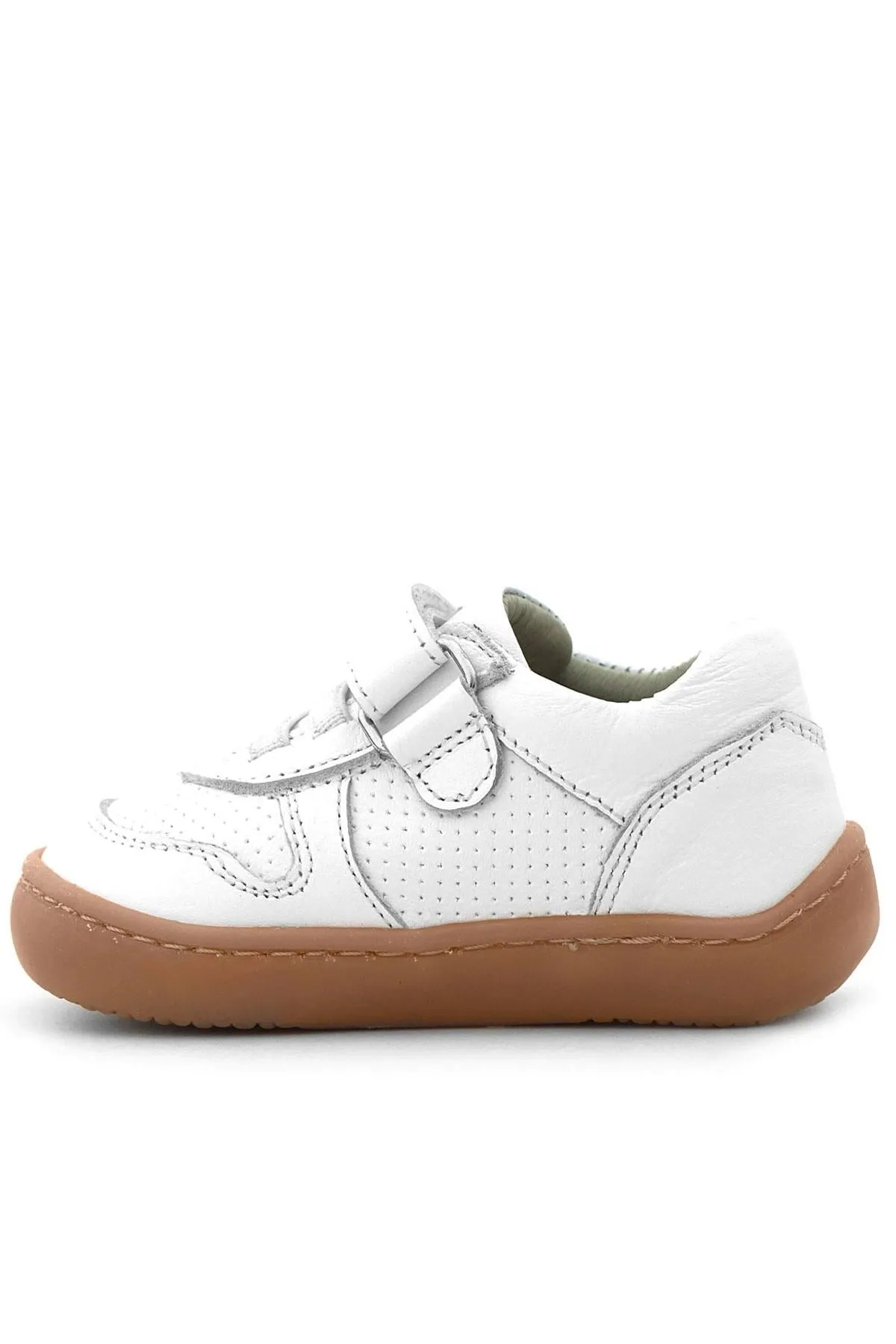 Bob Hakiki Deri Beyaz Barefoot Cırtlı Lastikli Bebek Sneaker Ayakkabı