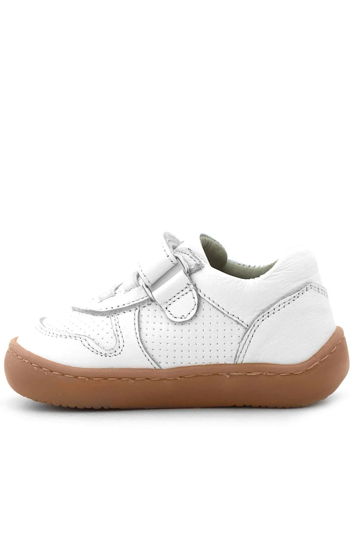 Bob Hakiki Deri Beyaz Barefoot Cırtlı Lastikli Bebek Sneaker Ayakkabı