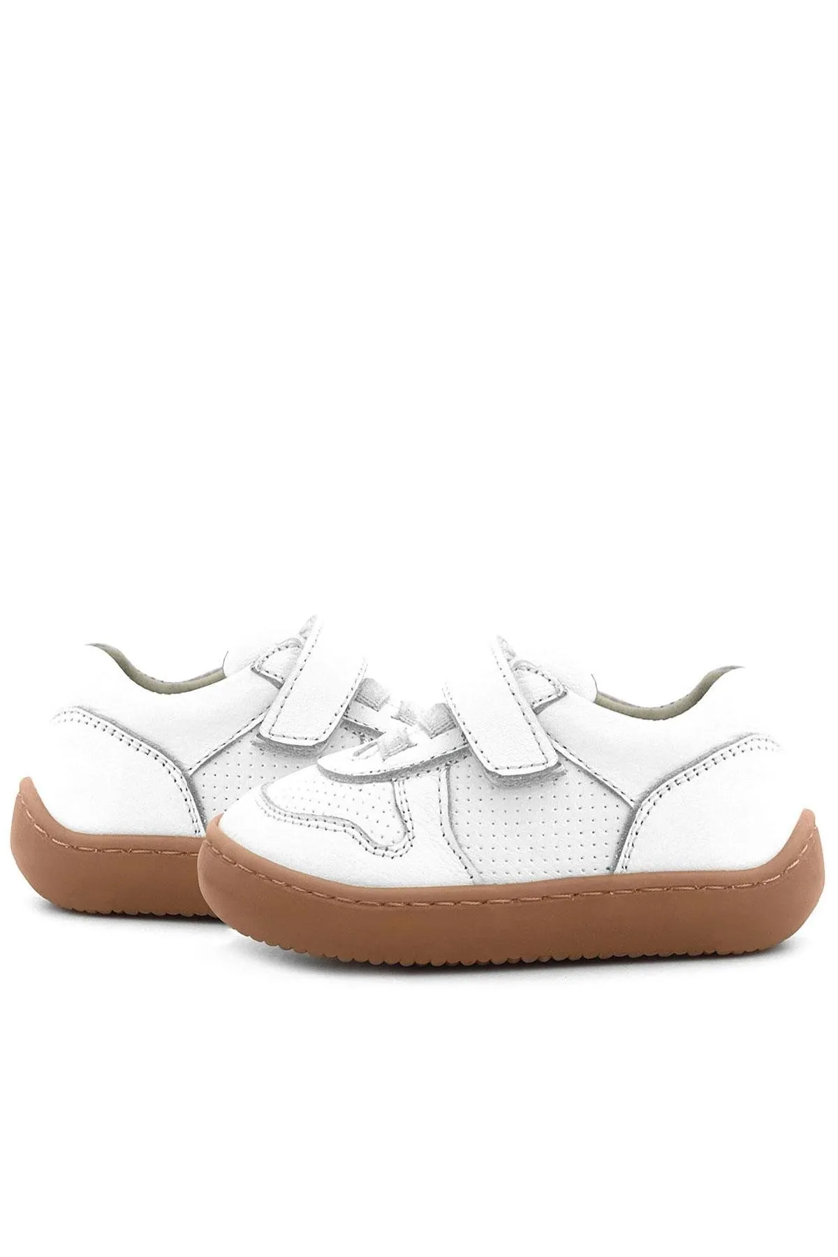 Bob Hakiki Deri Beyaz Barefoot Cırtlı Lastikli Bebek Sneaker Ayakkabı