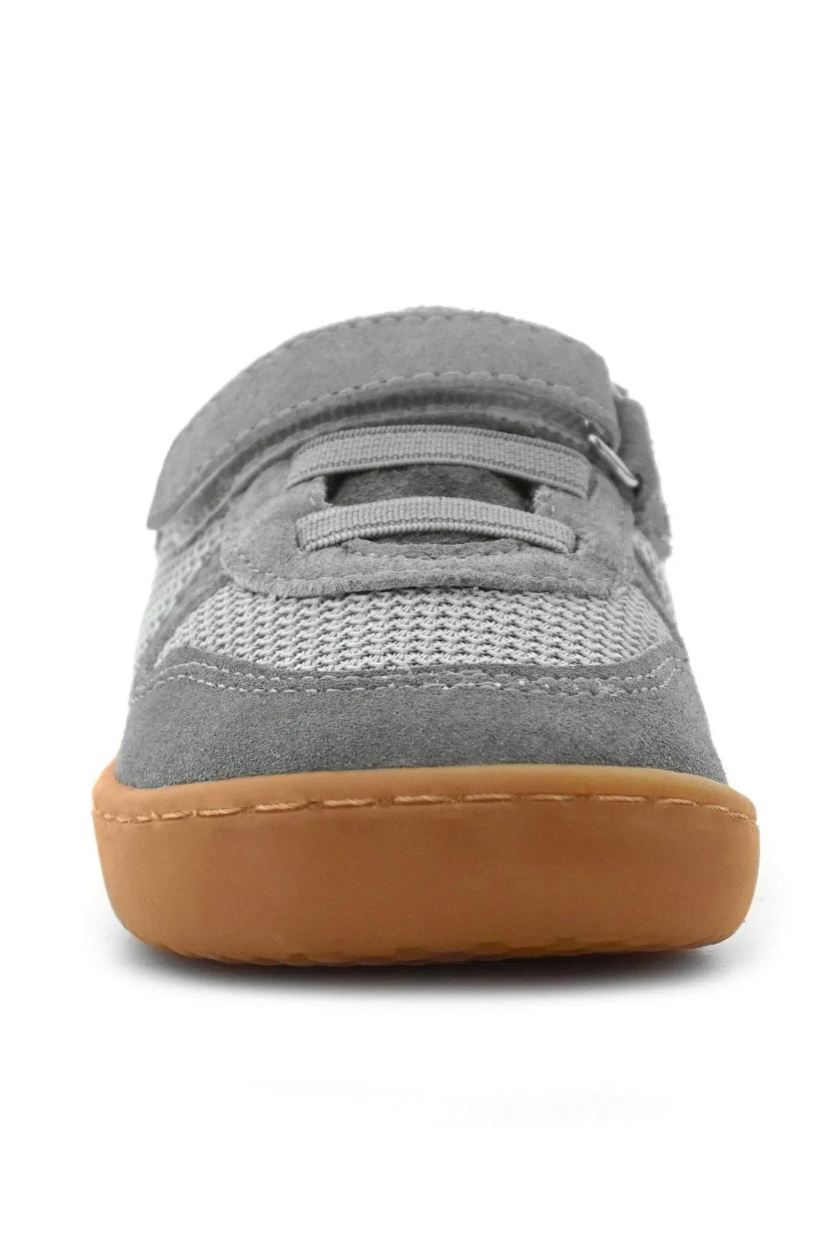 Bob Hakiki Deri Gri Barefoot Cırtlı Lastikli Bebek Sneaker Ayakkabı