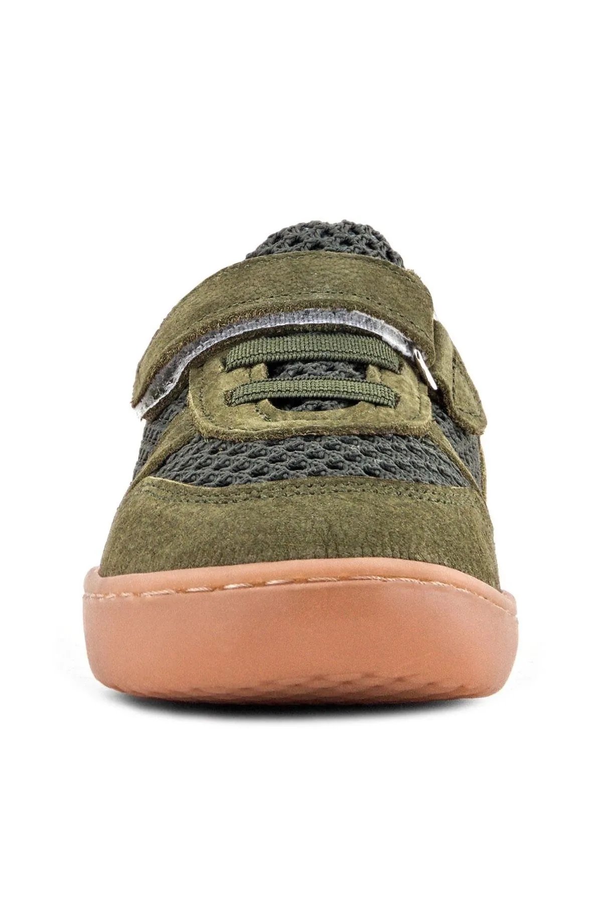 Bob Hakiki Deri Haki Yeşil Barefoot Cırtlı Lastikli Bebek Sneaker Ayakkabı