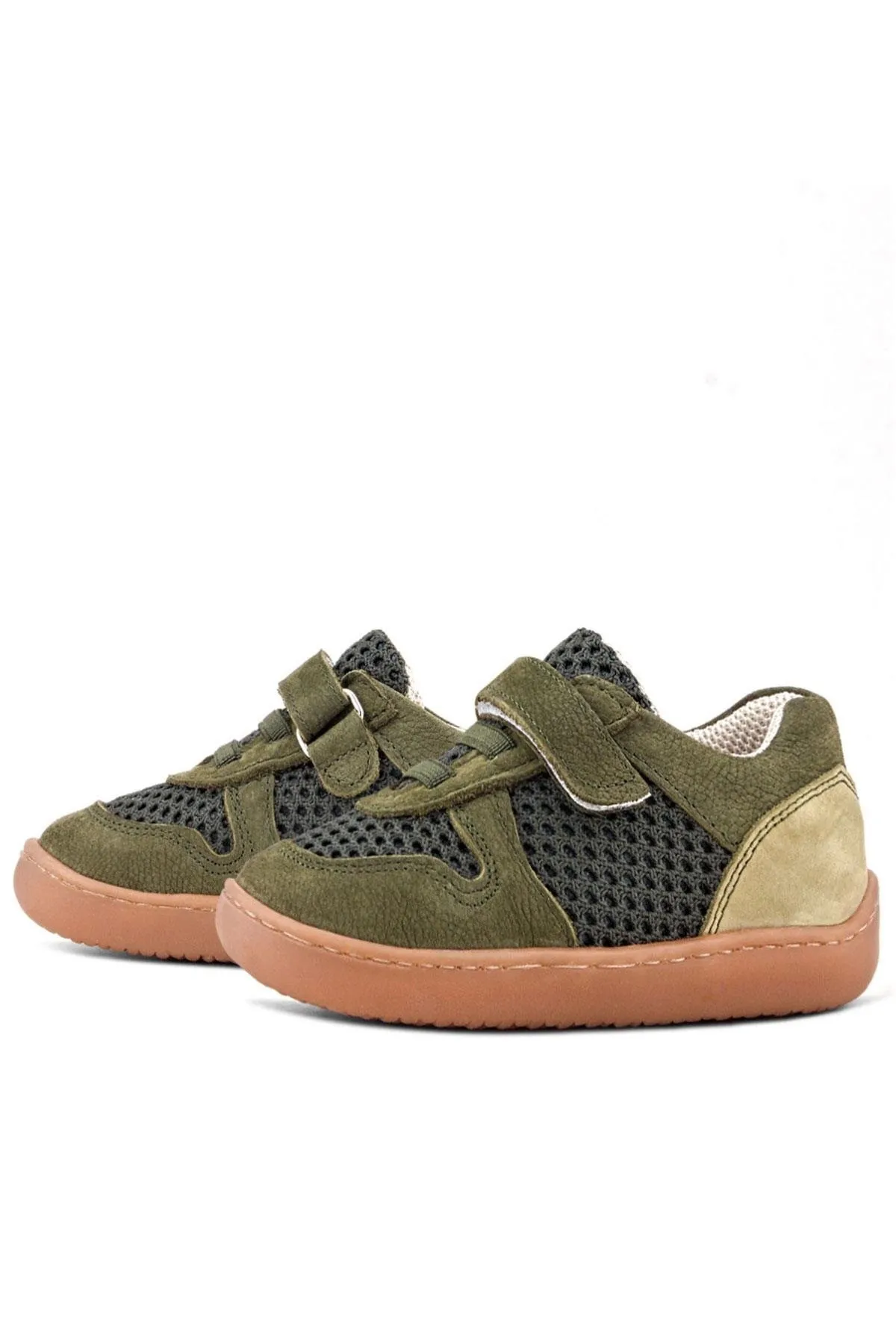 Bob Hakiki Deri Haki Yeşil Barefoot Cırtlı Lastikli Bebek Sneaker Ayakkabı