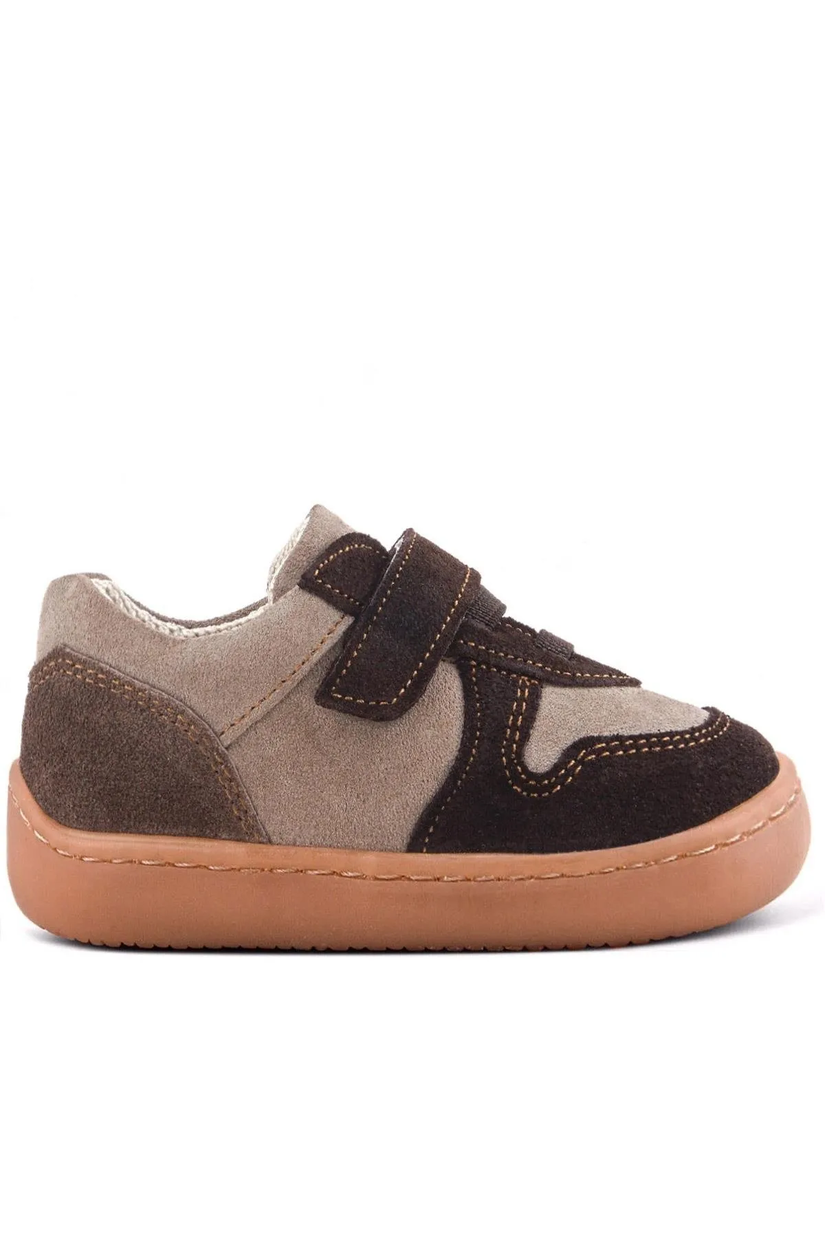 Bob Hakiki Deri Kum Kahve Barefoot Cırtlı Lastikli Bebek Sneaker Ayakkabı