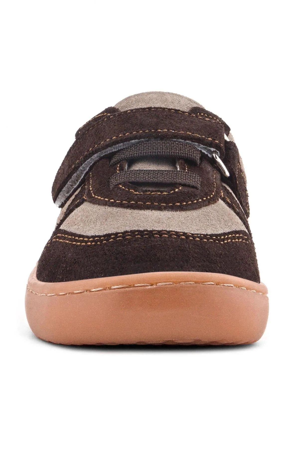 Bob Hakiki Deri Kum Kahve Barefoot Cırtlı Lastikli Bebek Sneaker Ayakkabı