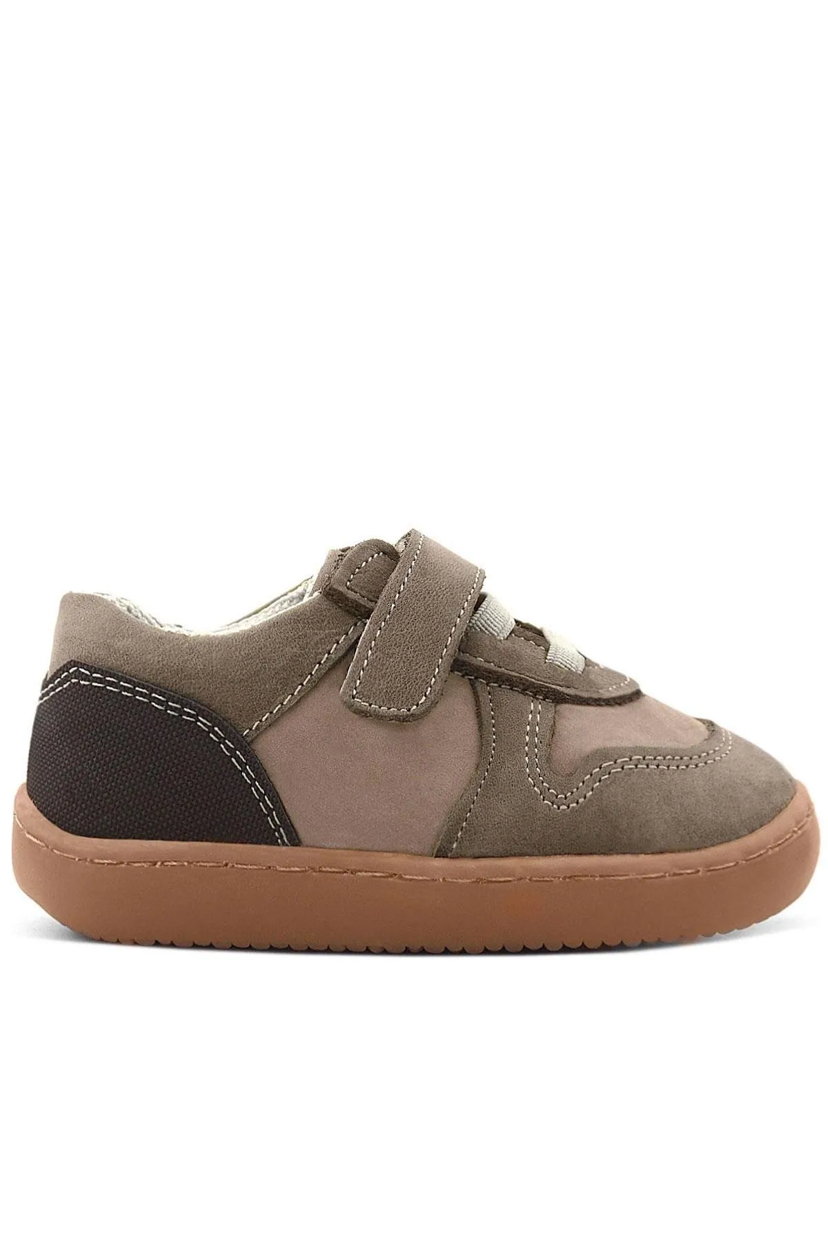 Bob Hakiki Deri Kum Krem Barefoot Cırtlı Lastikli Bebek Sneaker Ayakkabı