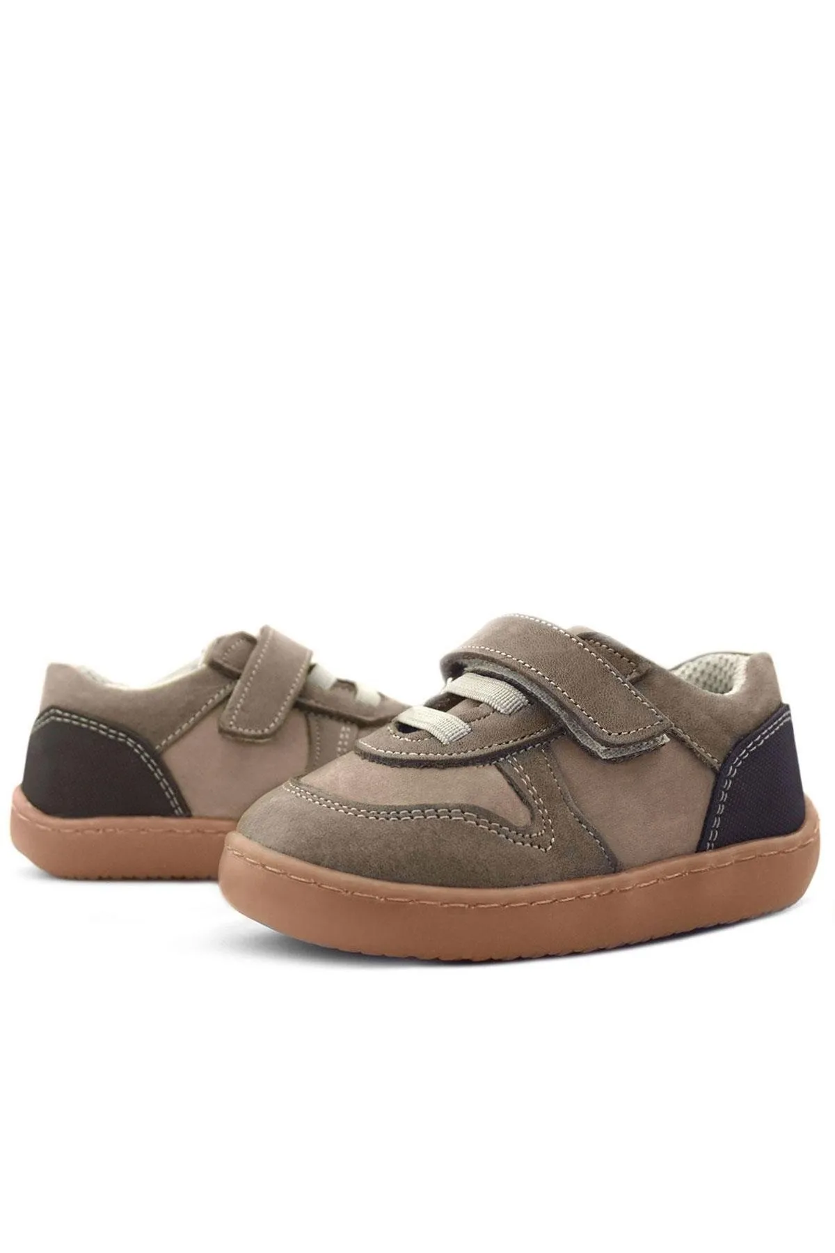 Bob Hakiki Deri Kum Krem Barefoot Cırtlı Lastikli Bebek Sneaker Ayakkabı