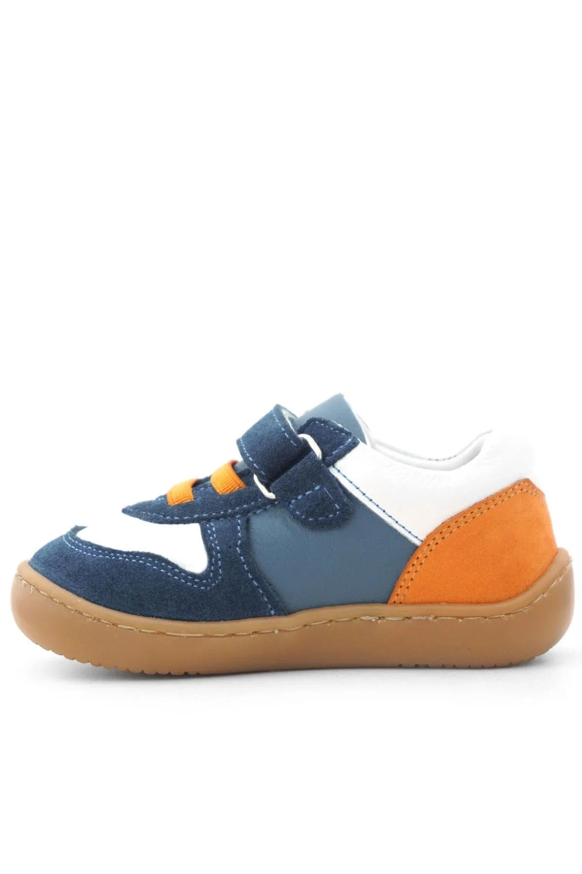 Bob Hakiki Deri Lacivert Beyaz Barefoot Cırtlı Lastikli Bebek Sneaker Ayakkabı