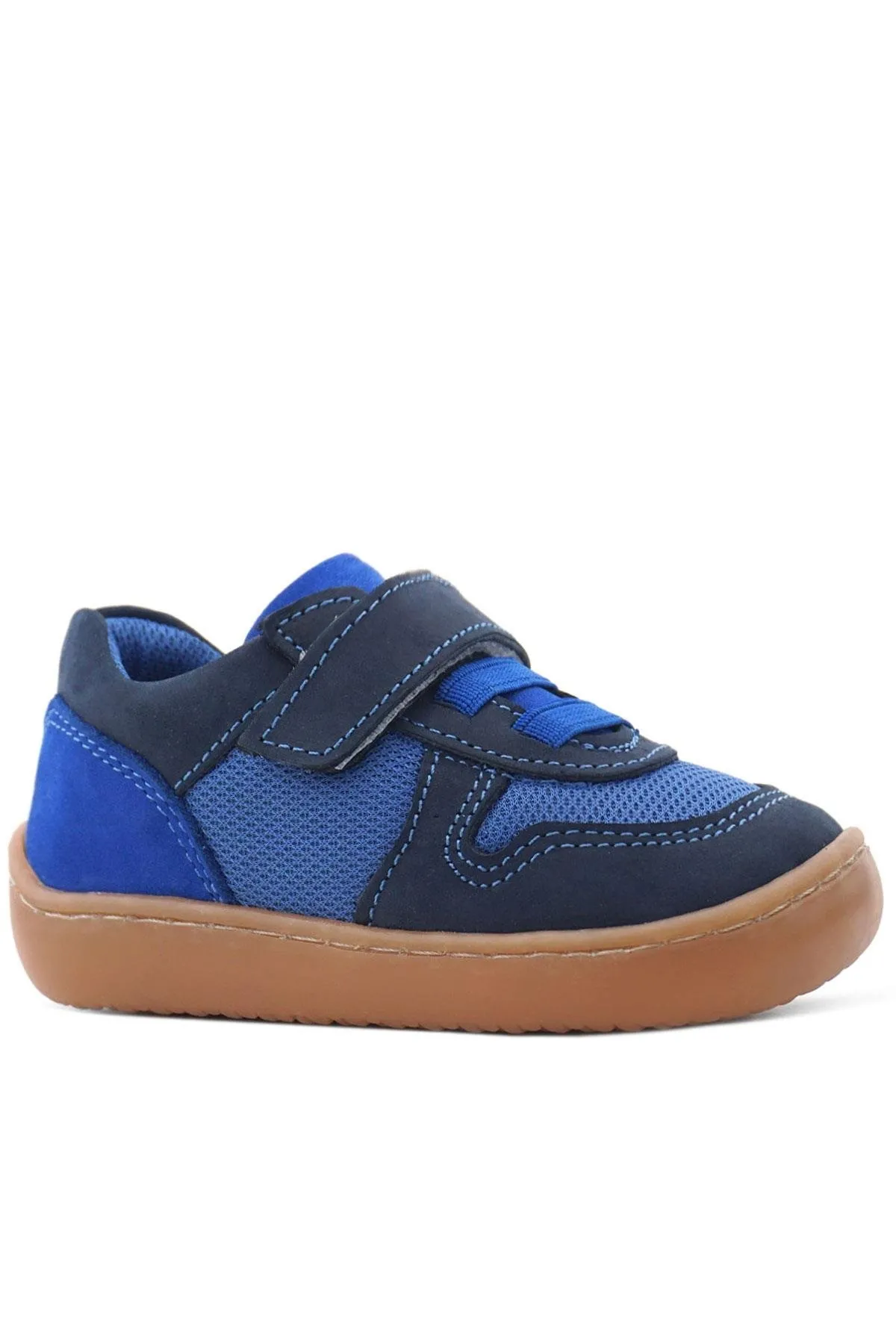 Bob Hakiki Deri Lacivert Mavi Barefoot Cırtlı Lastikli Bebek Sneaker Ayakkabı