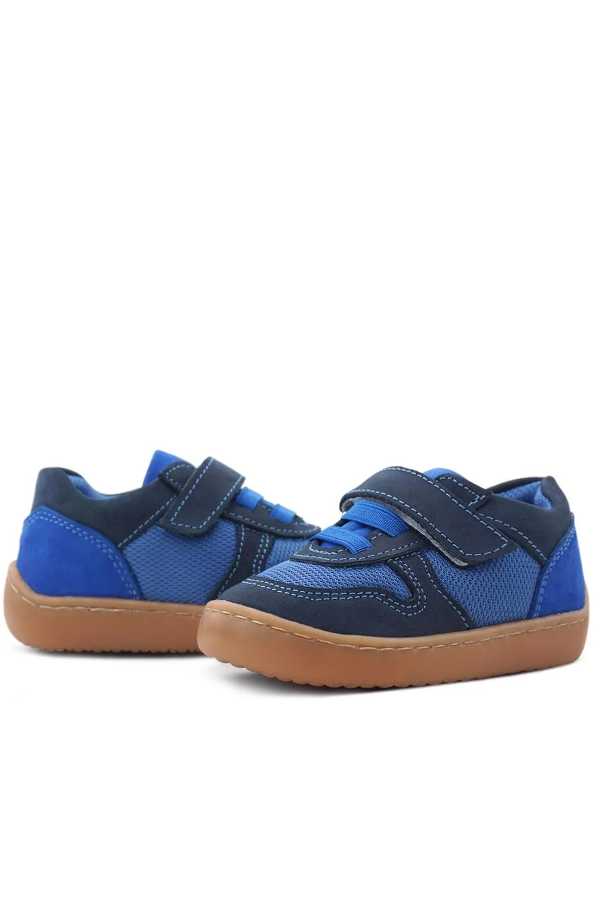 Bob Hakiki Deri Lacivert Mavi Barefoot Cırtlı Lastikli Bebek Sneaker Ayakkabı