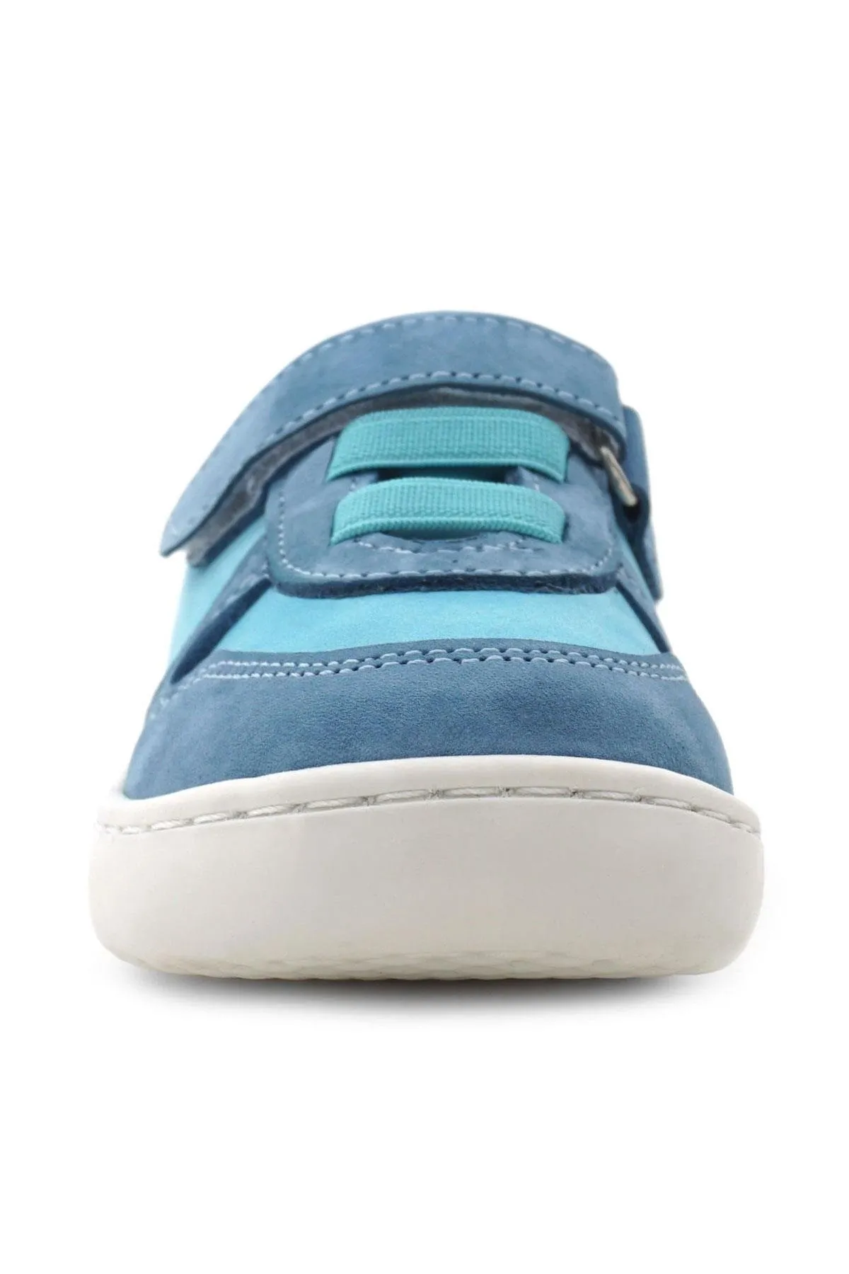 Bob Hakiki Deri Mavi Yeşil Barefoot Cırtlı Lastikli Bebek Sneaker Ayakkabı