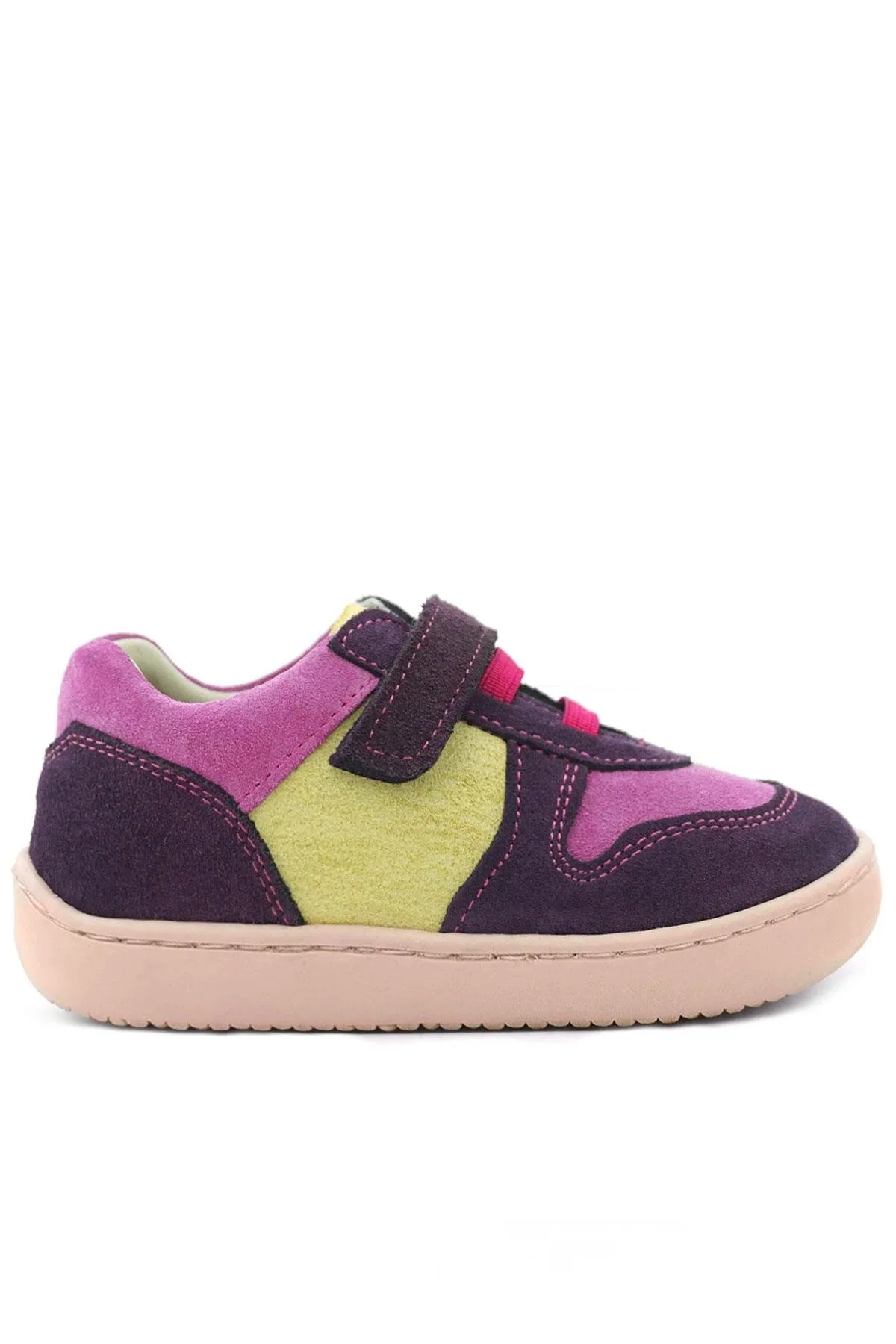 Bob Hakiki Deri Mor Pembe Barefoot Cırtlı Lastikli Bebek Sneaker Ayakkabı