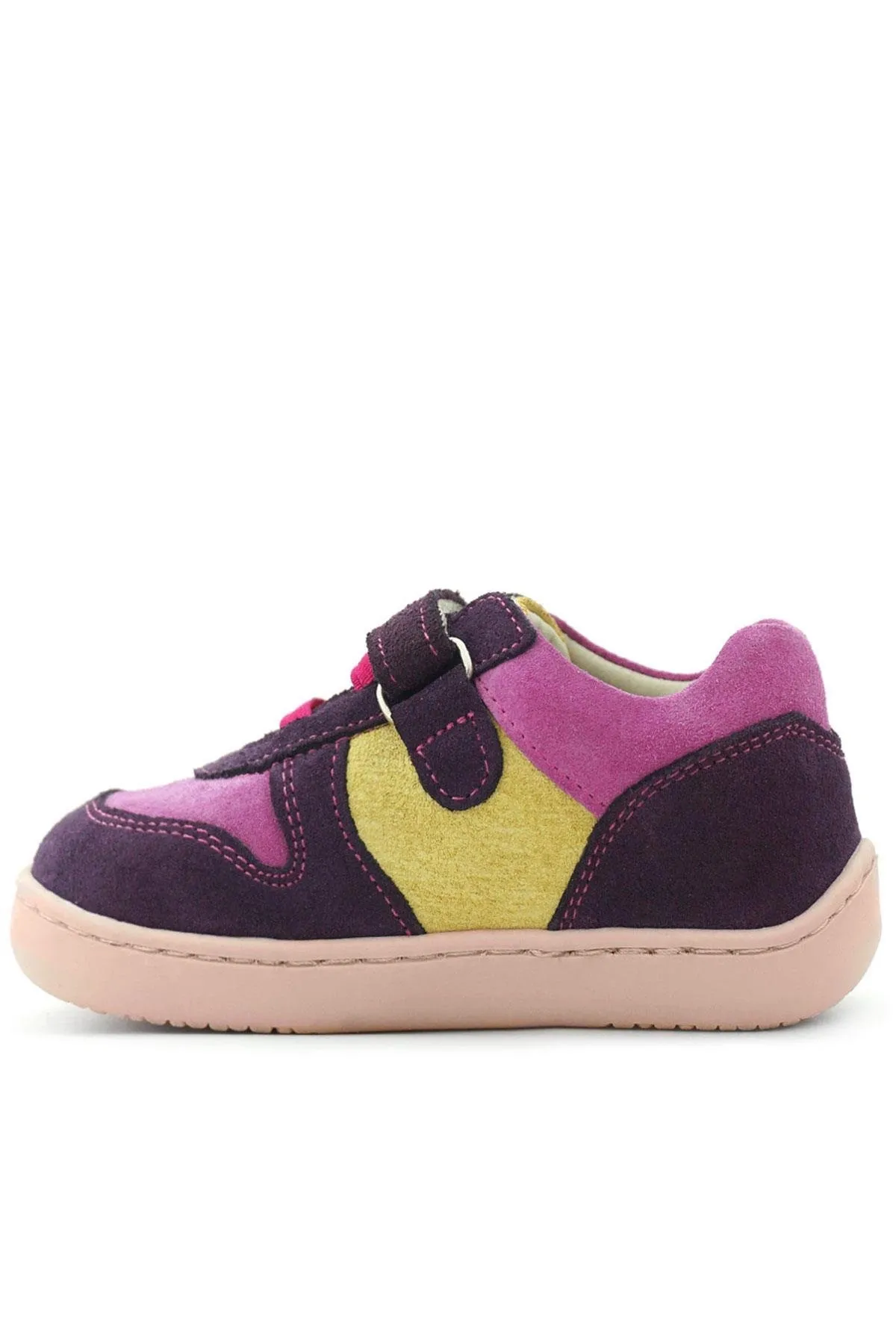 Bob Hakiki Deri Mor Pembe Barefoot Cırtlı Lastikli Bebek Sneaker Ayakkabı