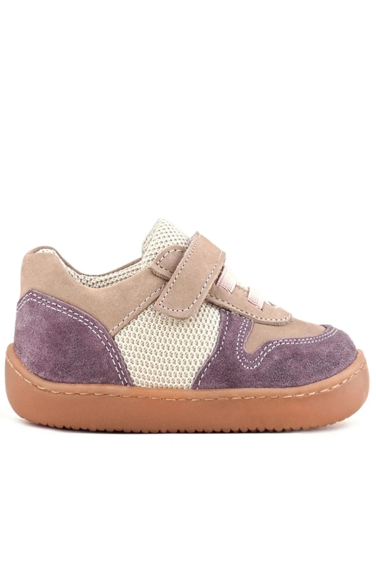 Bob Hakiki Deri Mor Pudra Barefoot Cırtlı Lastikli Bebek Sneaker Ayakkabı